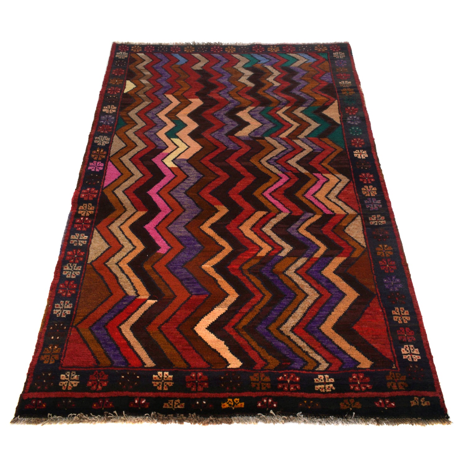 Baluchi Rug Handmade Multi Geometric 4x6 ft