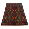 Baluchi Rug Handmade Dark Purple Geometric 4x6 ft
