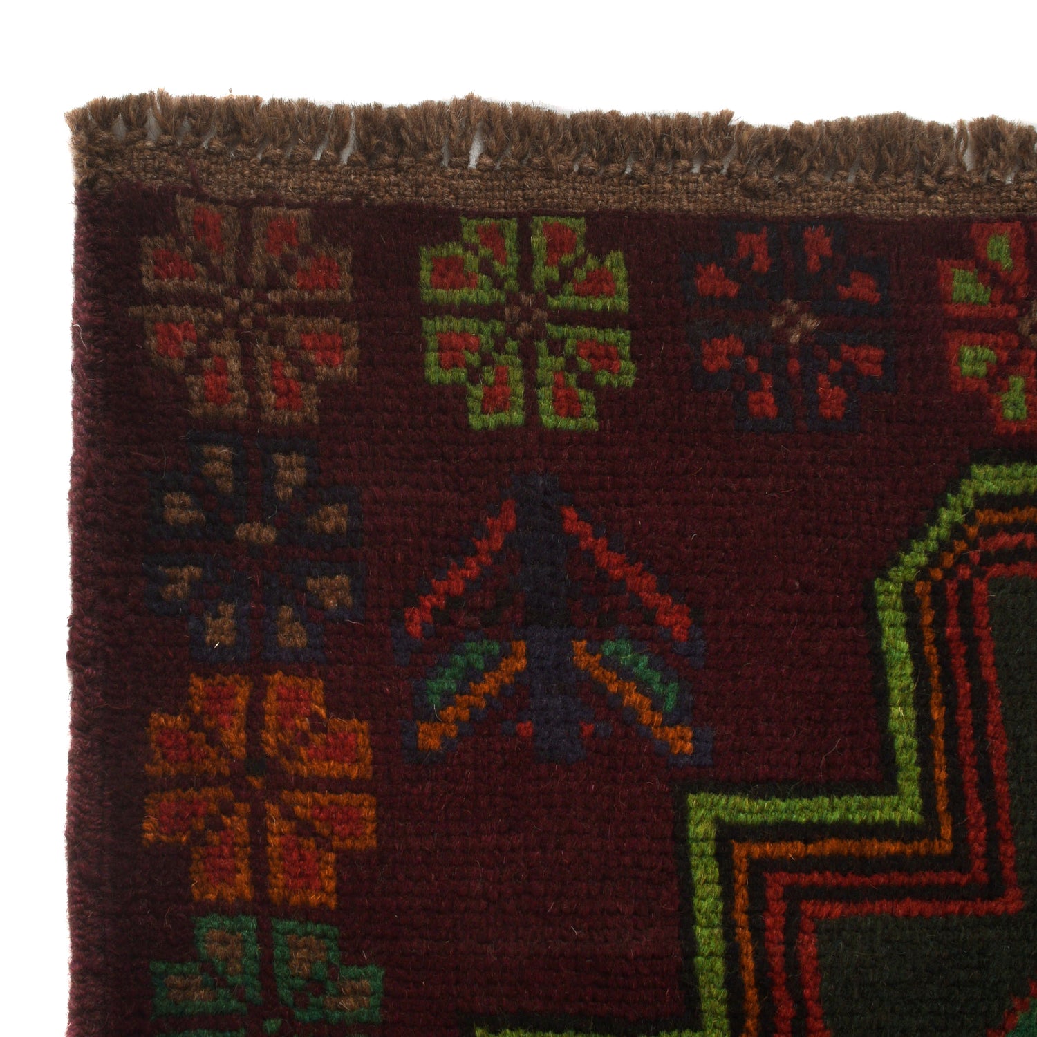 Baluchi Rug Handmade Dark Purple Geometric 4x6 ft