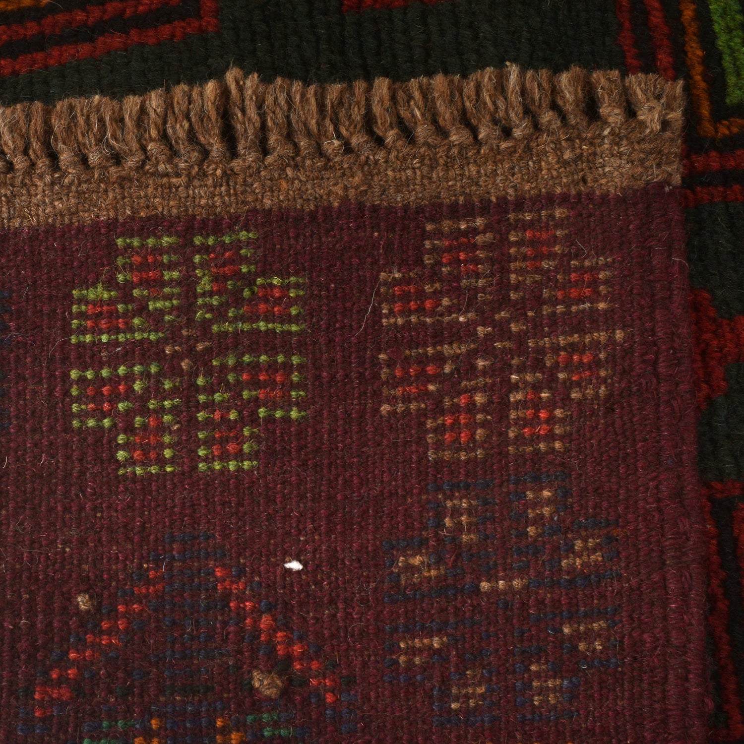 Baluchi Rug Handmade Dark Purple Geometric 4x6 ft