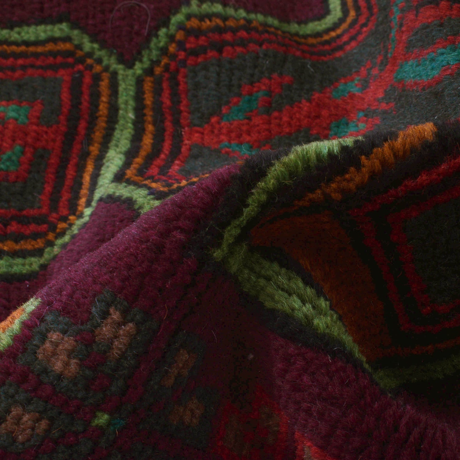 Baluchi Rug Handmade Dark Purple Geometric 4x6 ft
