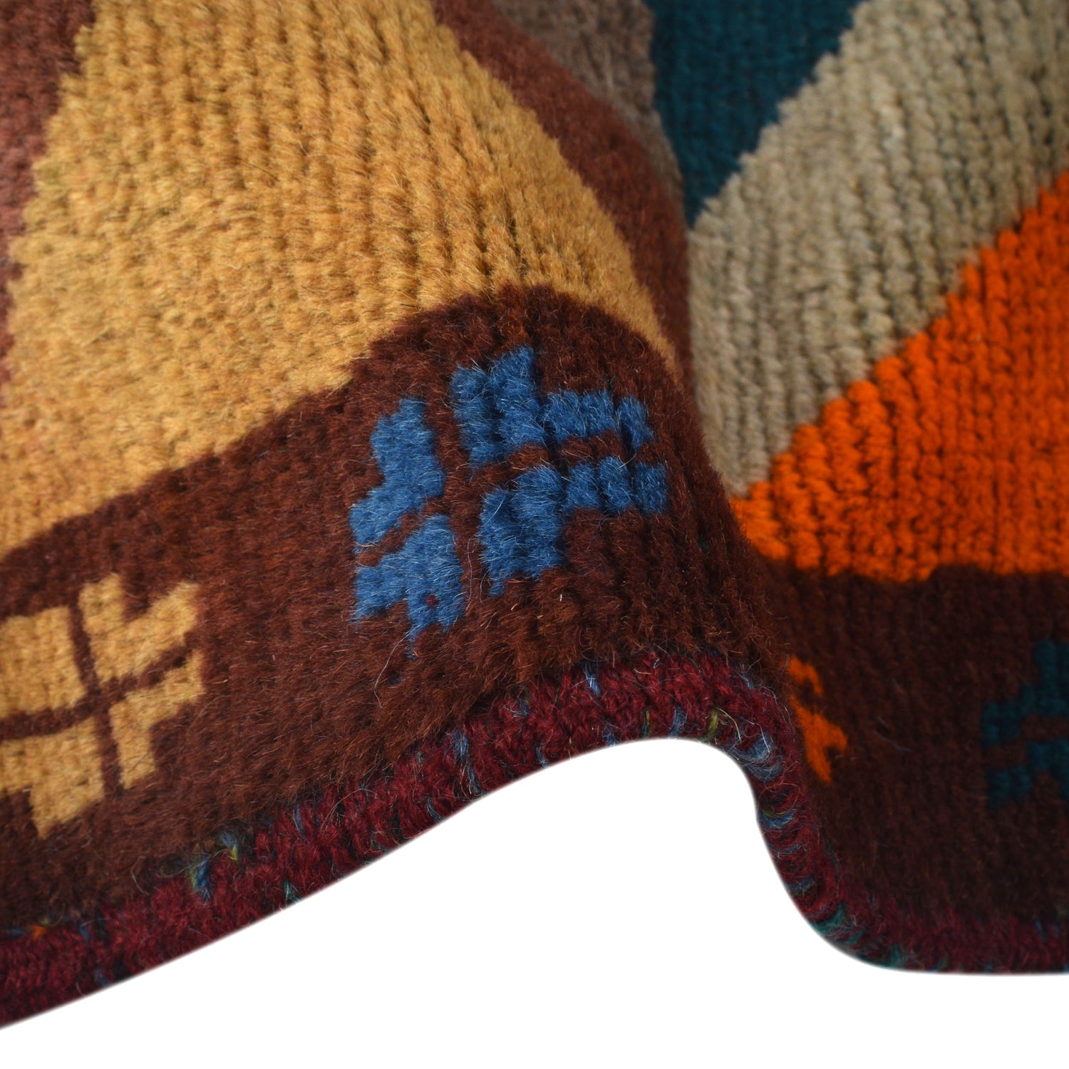 Baluchi Rug Handmade Multi Curvilinear 4x6 ft