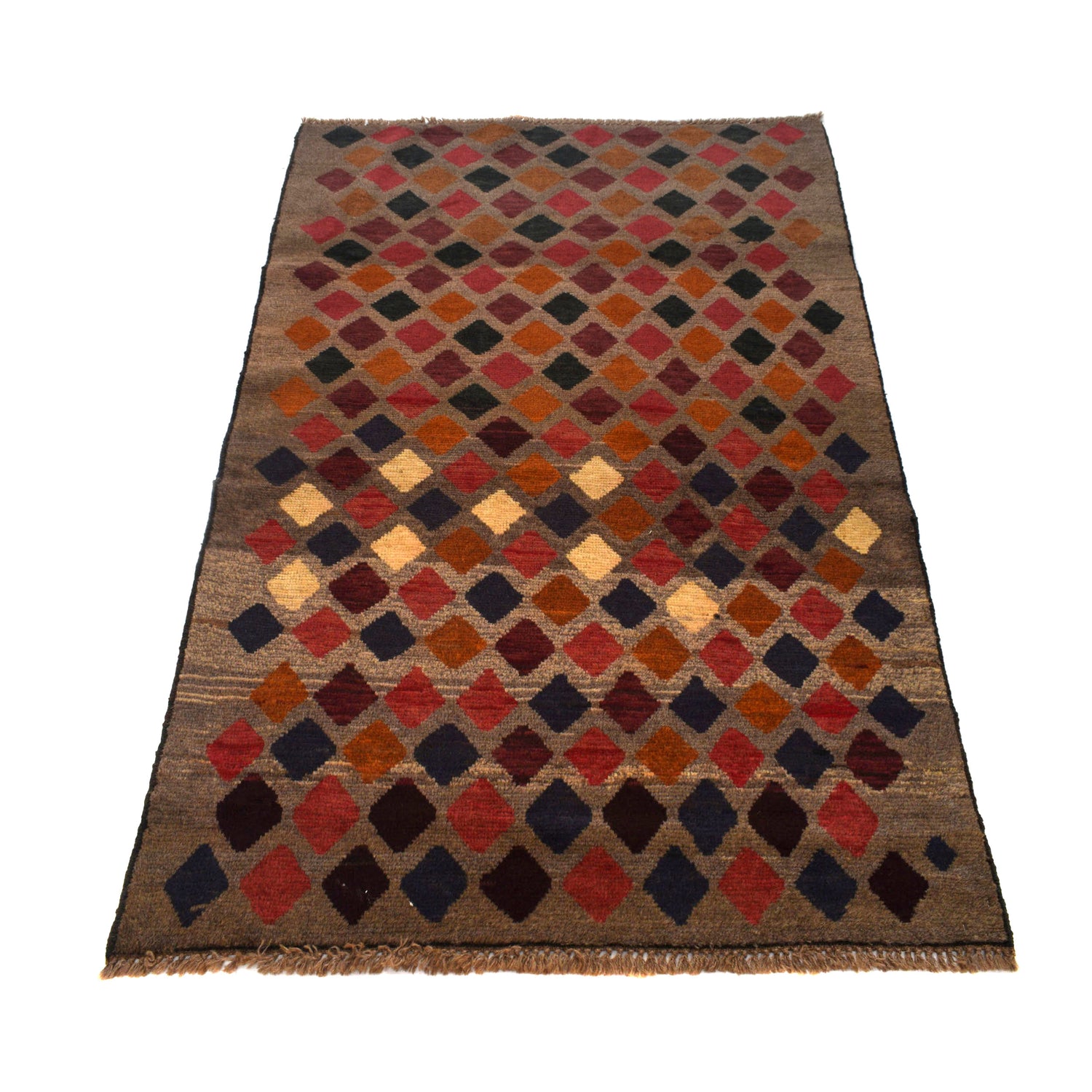 Baluchi Rug Handmade Camel Brown Geometric 4x6 ft
