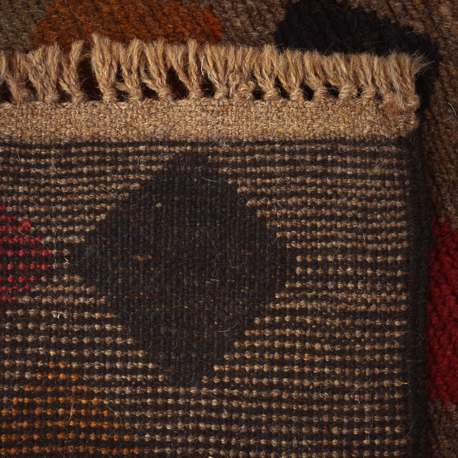 Baluchi Rug Handmade Camel Brown Geometric 4x6 ft
