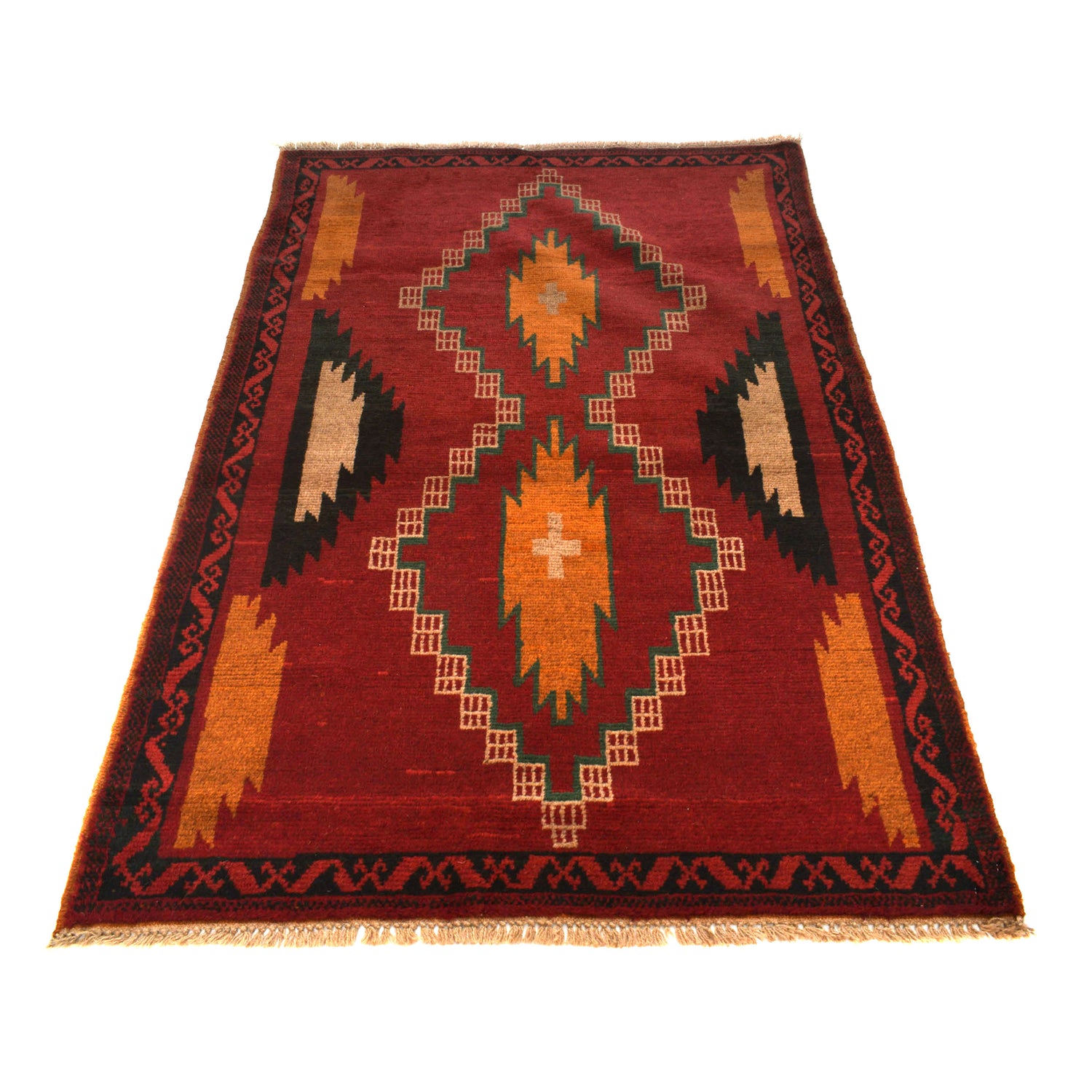Baluchi Rug Handmade Red Geometric 4x6 ft
