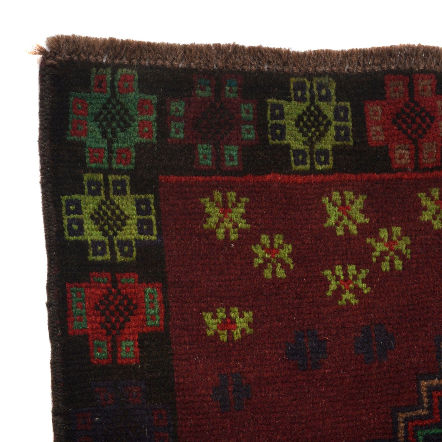 Baluchi Rug Handmade Dark Red Geometric 4x6 ft