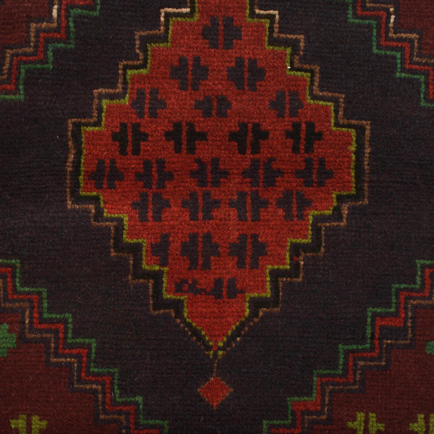 Baluchi Rug Handmade Dark Red Geometric 4x6 ft