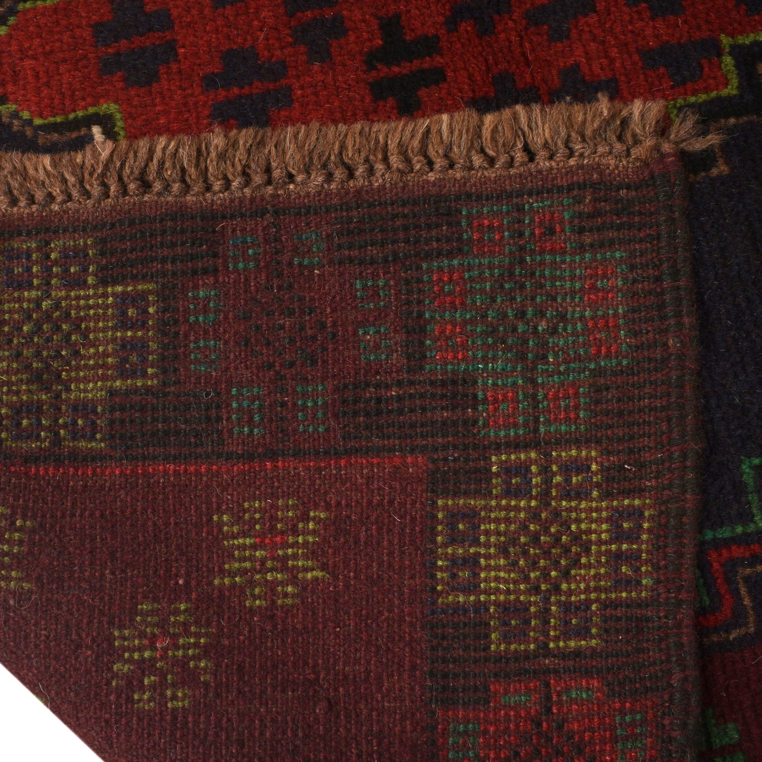 Baluchi Rug Handmade Dark Red Geometric 4x6 ft