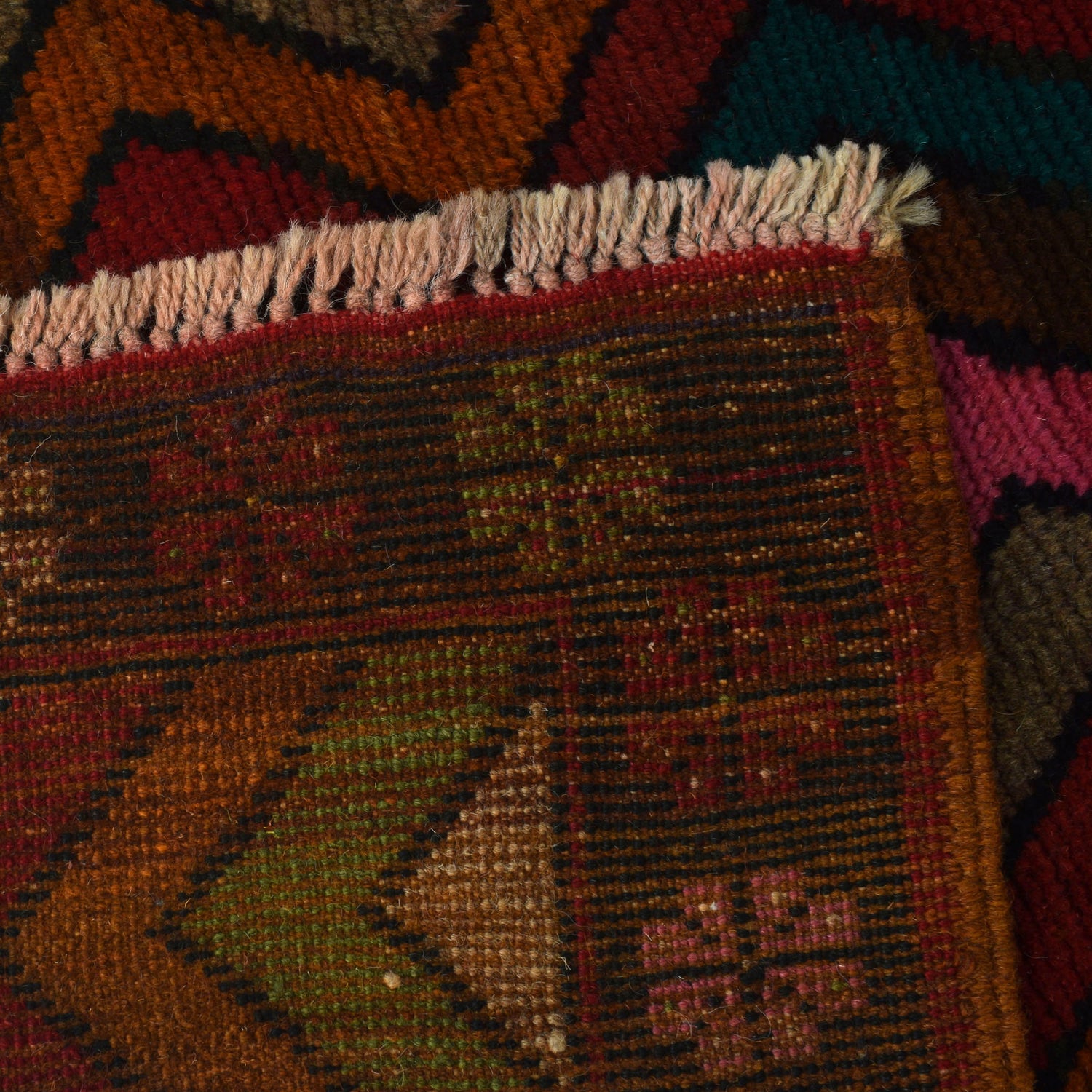 Baluchi Rug Handmade Multi Curvilinear 4x6 ft