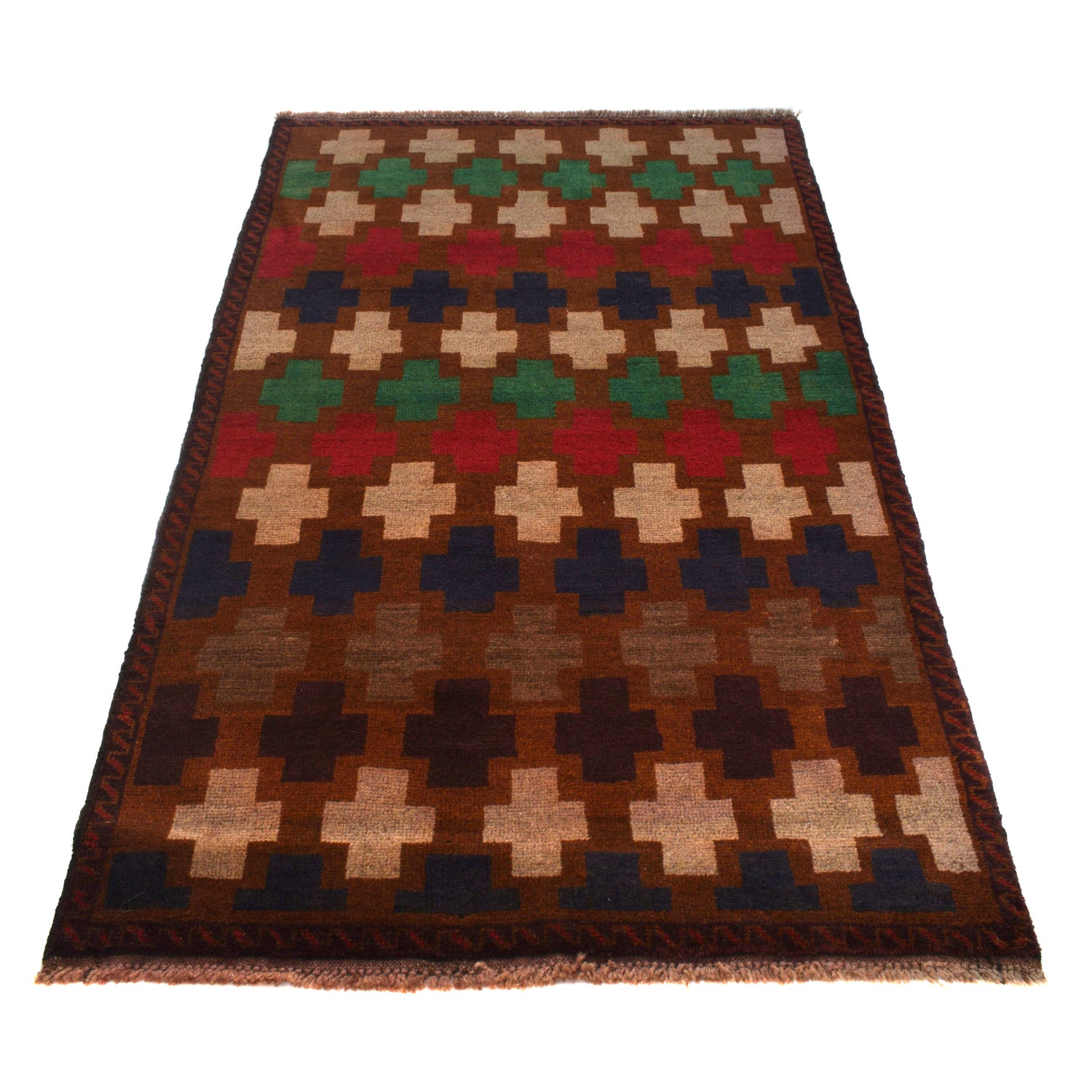 Baluchi Rug Handmade Brown Floral 4x6 ft