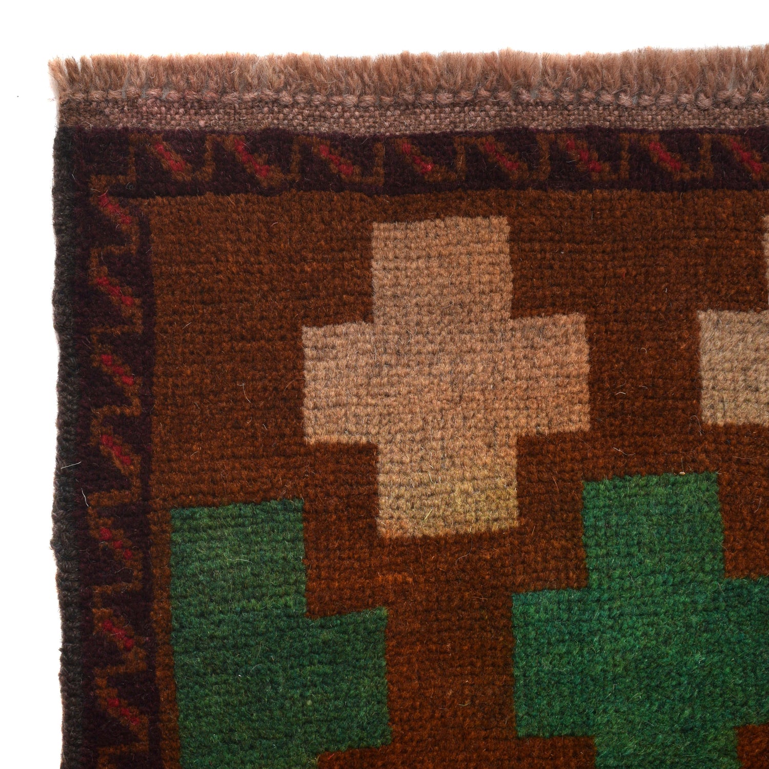 Baluchi Rug Handmade Brown Floral 4x6 ft