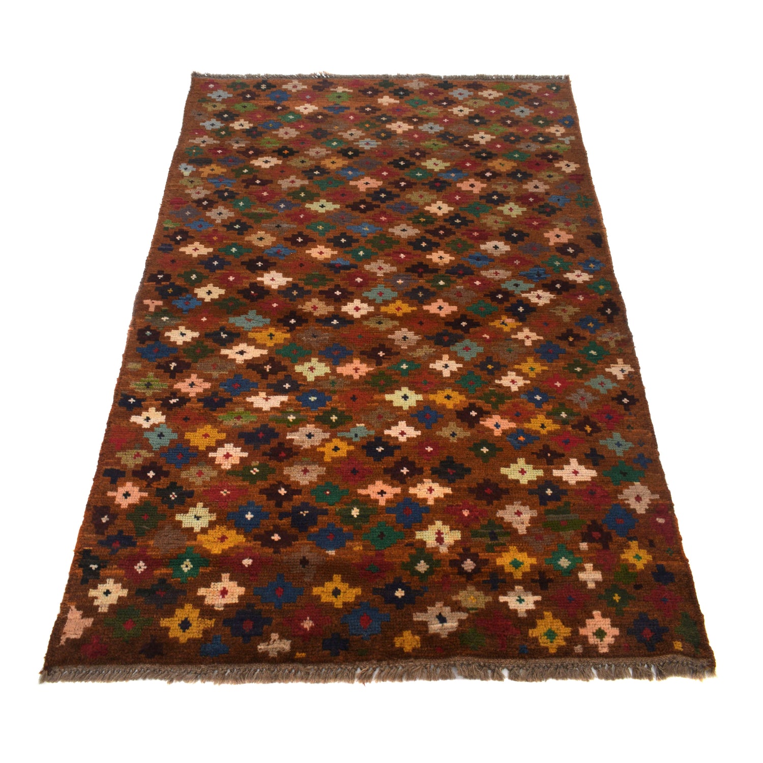 Baluchi Rug Handmade Orange Floral 4x6 ft
