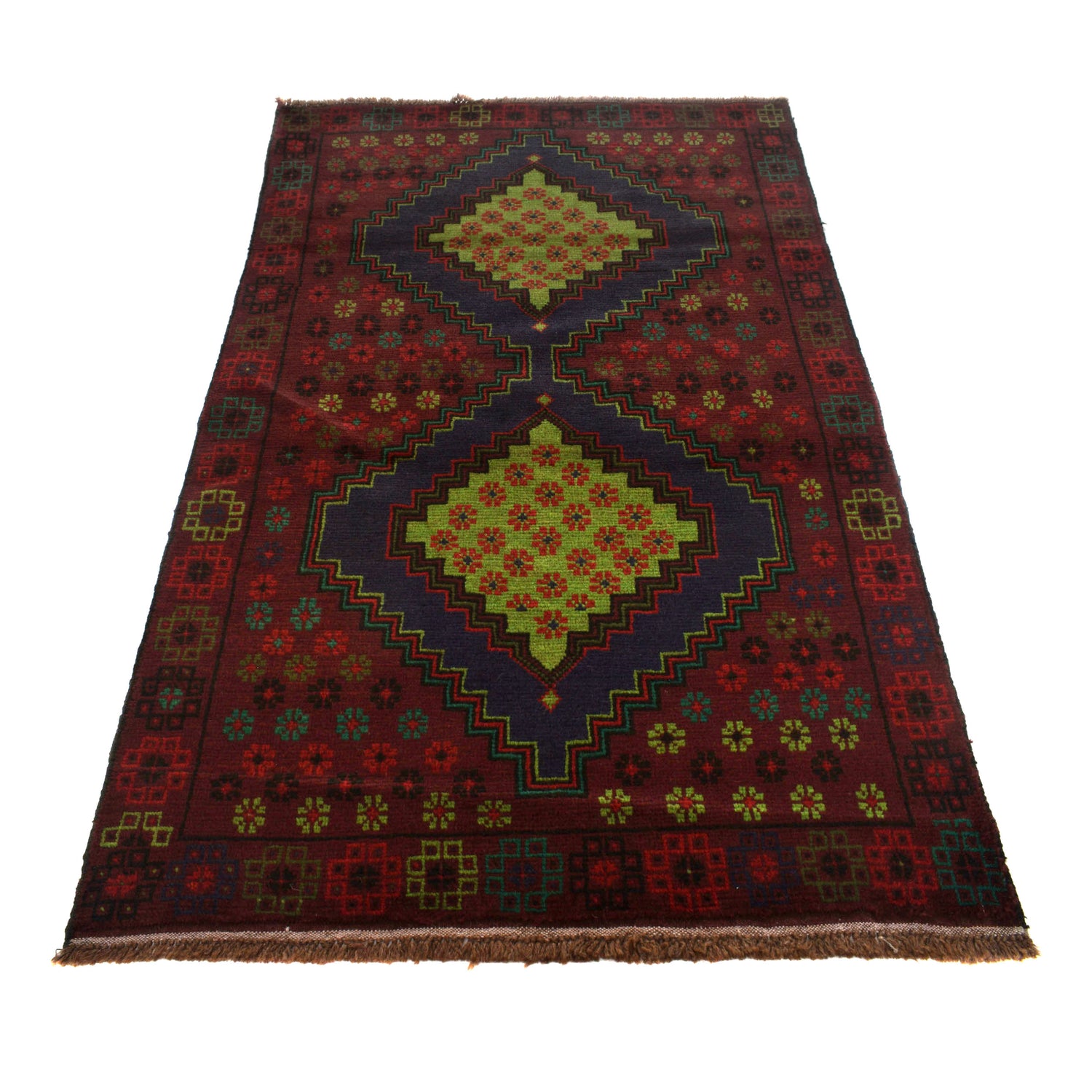 Baluchi Rug Handmade Dark Purple Floral 4x6 ft