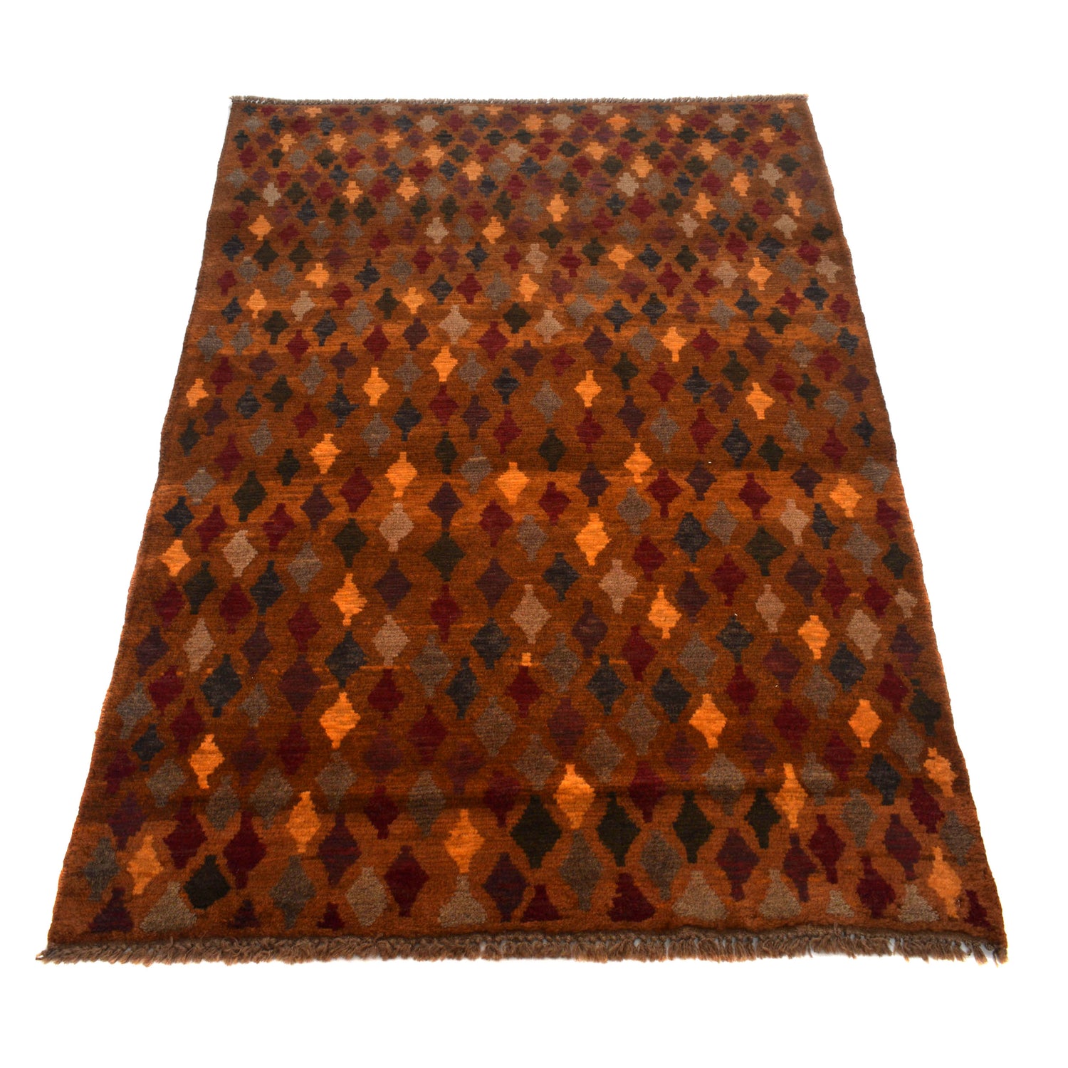 Baluchi Rug Handmade Orange Geometric 4x6 ft