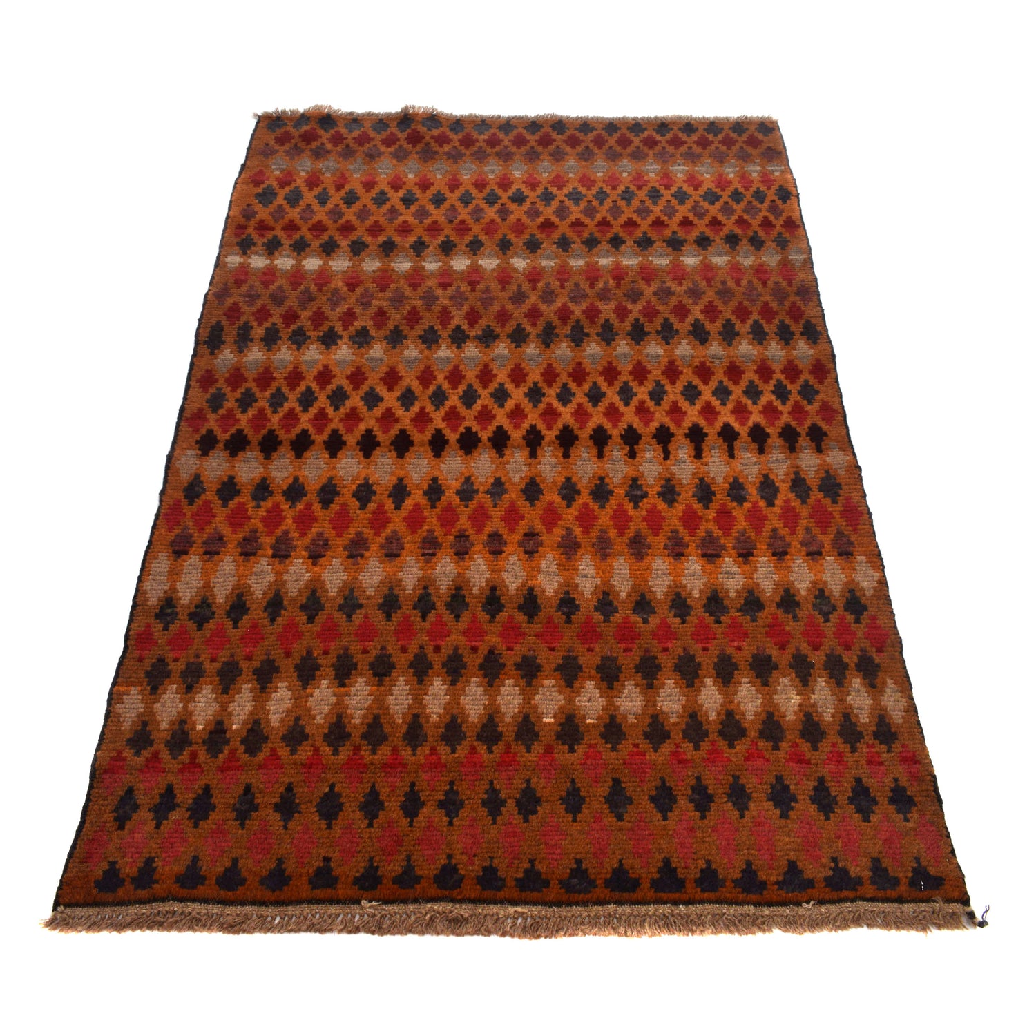 Baluchi Rug Handmade Orange Geometric 4x6 ft