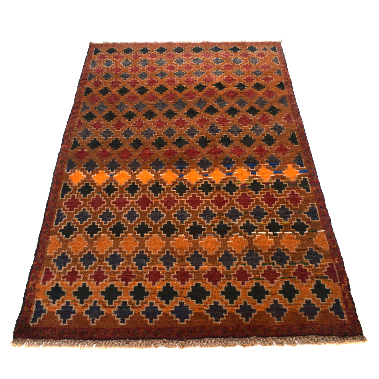 Baluchi Rug Handmade Light Brown Geometric 4x6 ft