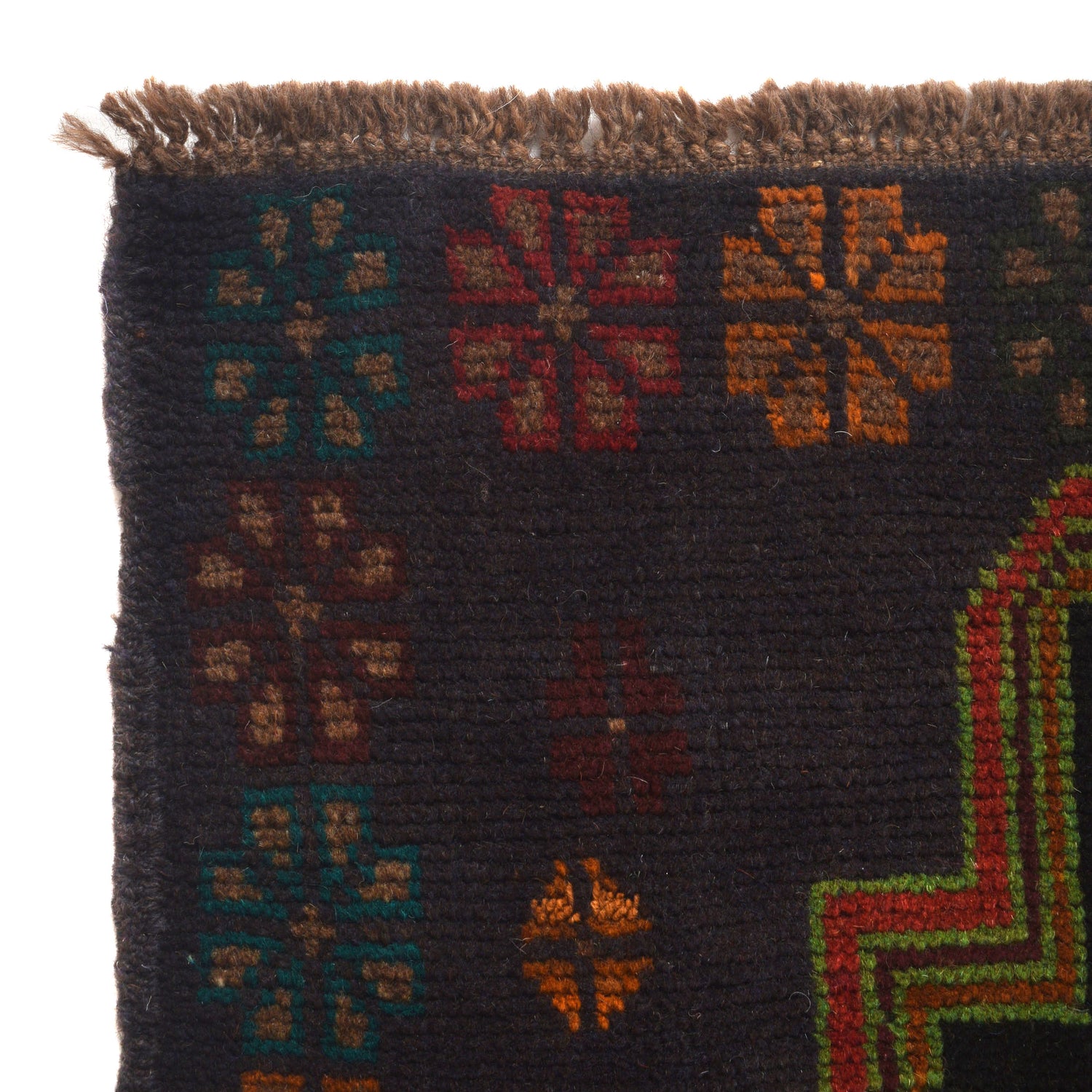 Baluchi Rug Handmade Black Geometric 4x6 ft