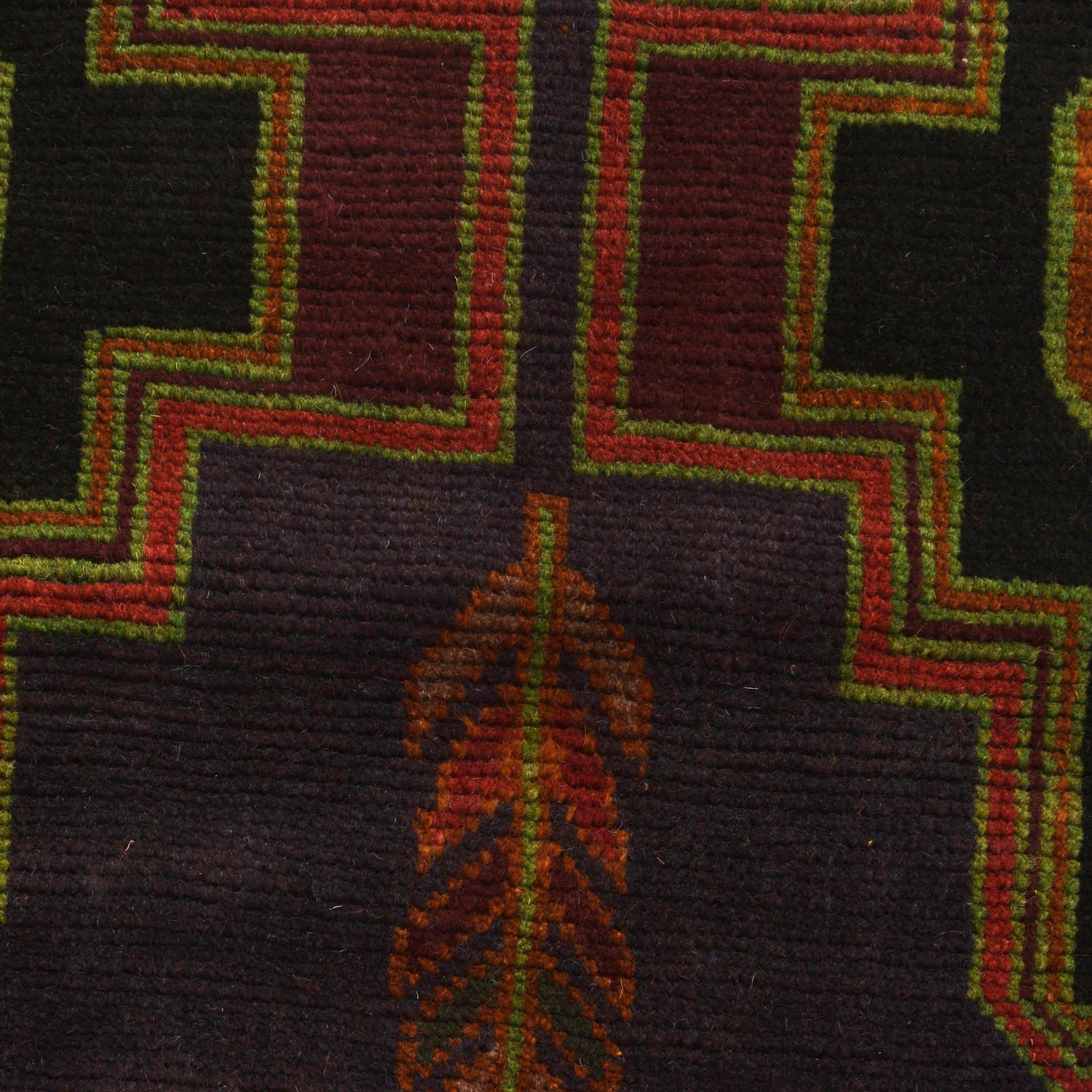 Baluchi Rug Handmade Black Geometric 4x6 ft