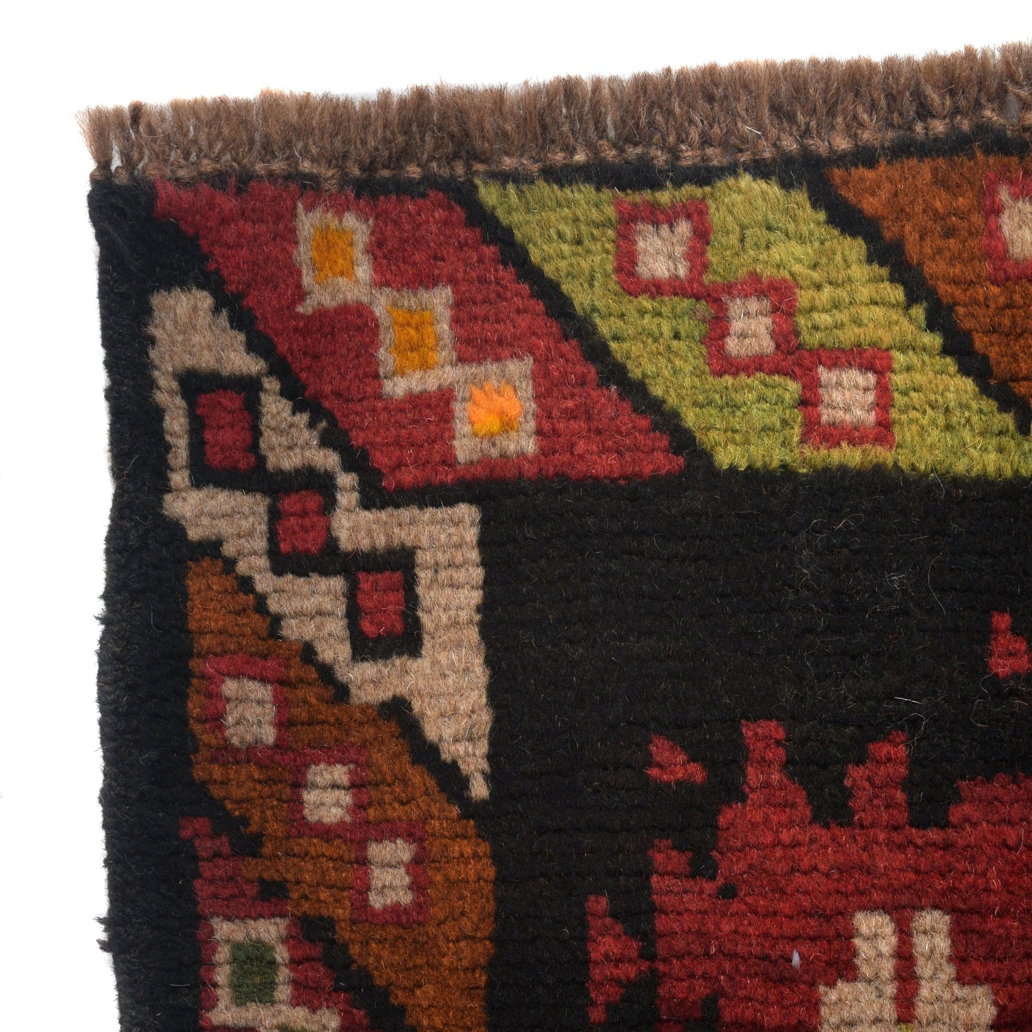 Baluchi Rug Handmade Black Geometric 4x6 ft