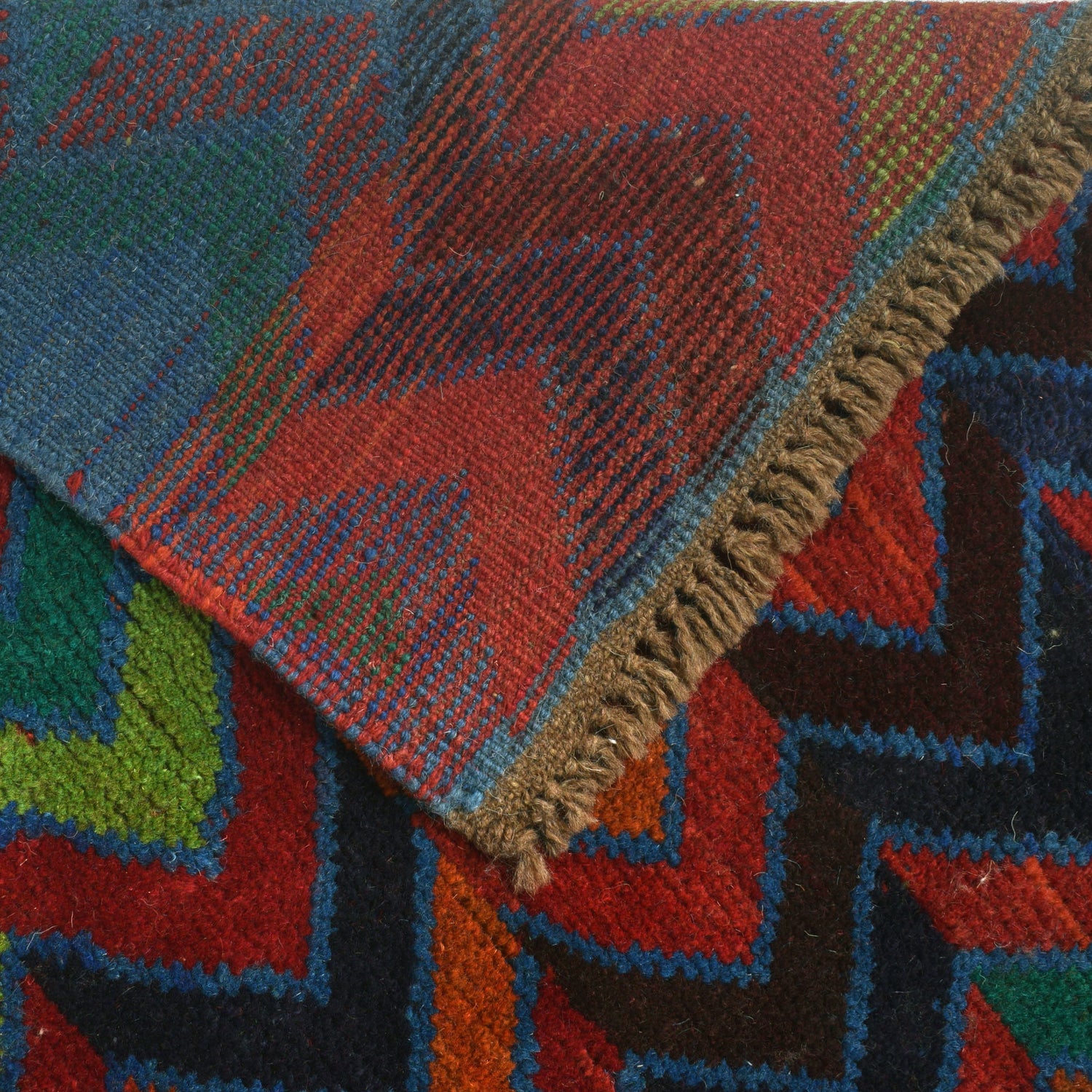 Baluchi Rug Handmade Multi Curvilinear 4x6 ft