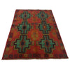 Baluchi Rug Handmade Red Floral 4x6 ft