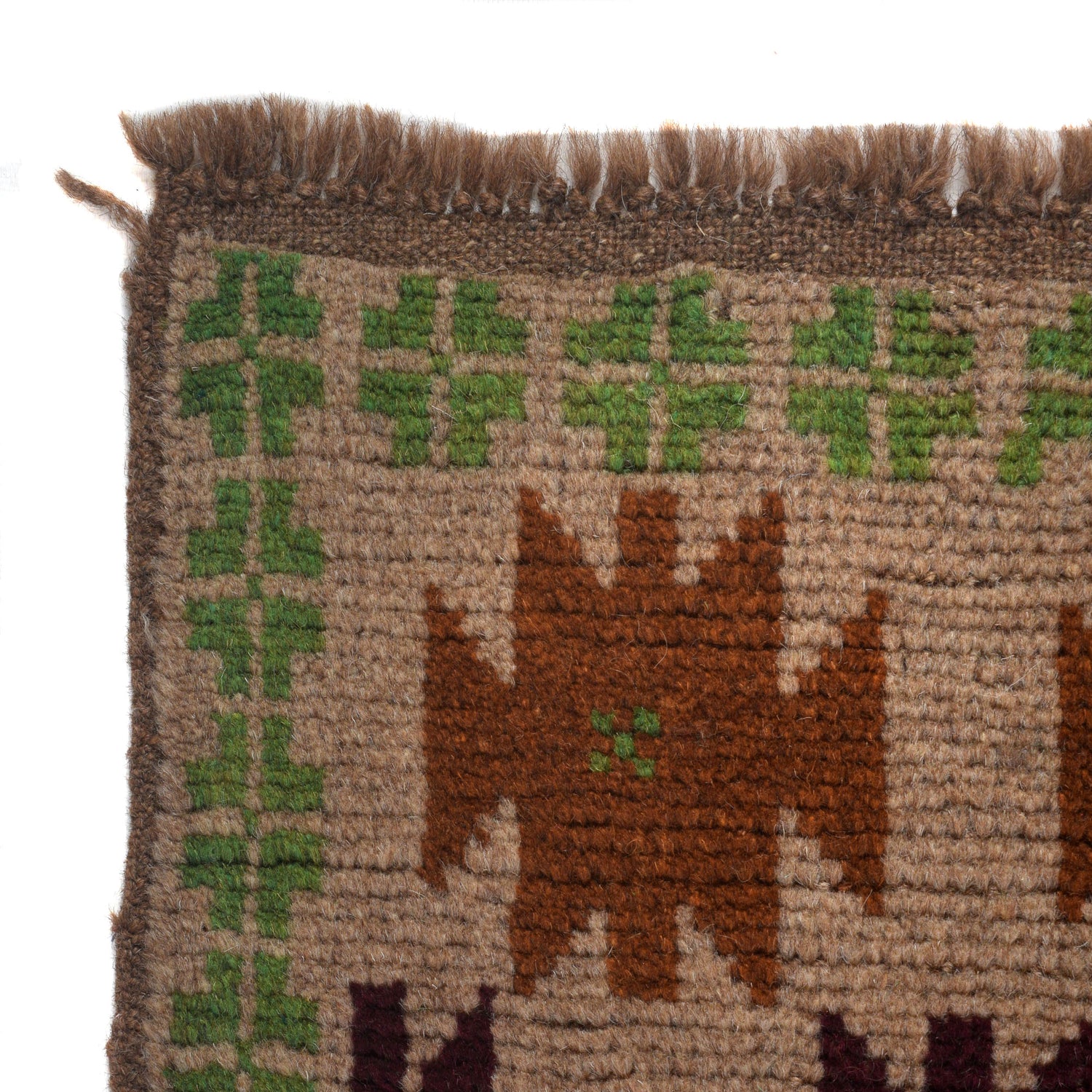 Baluchi Rug Handmade Tan Floral 4x6 ft