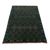 Baluchi Rug Handmade Black Floral 4x6 ft