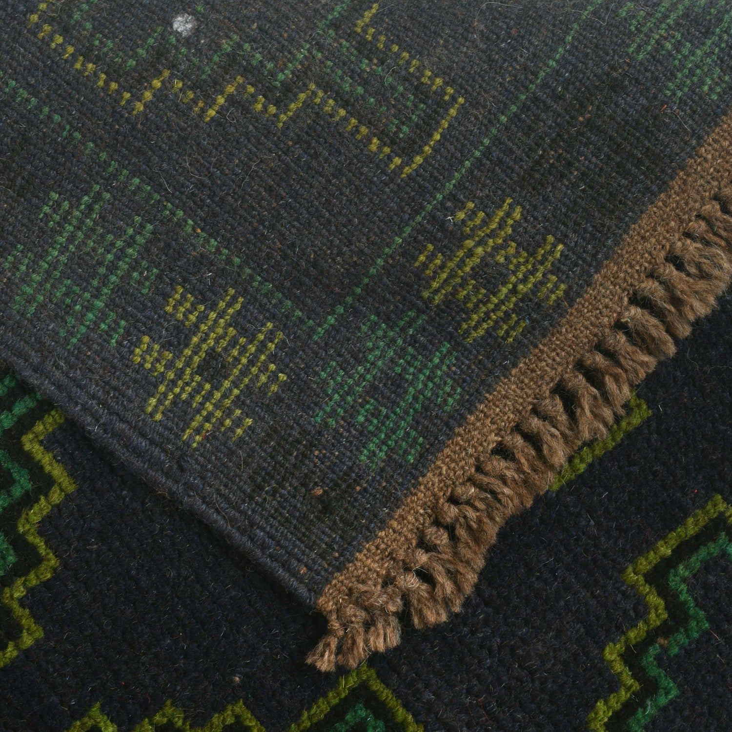 Baluchi Rug Handmade Black Floral 4x6 ft