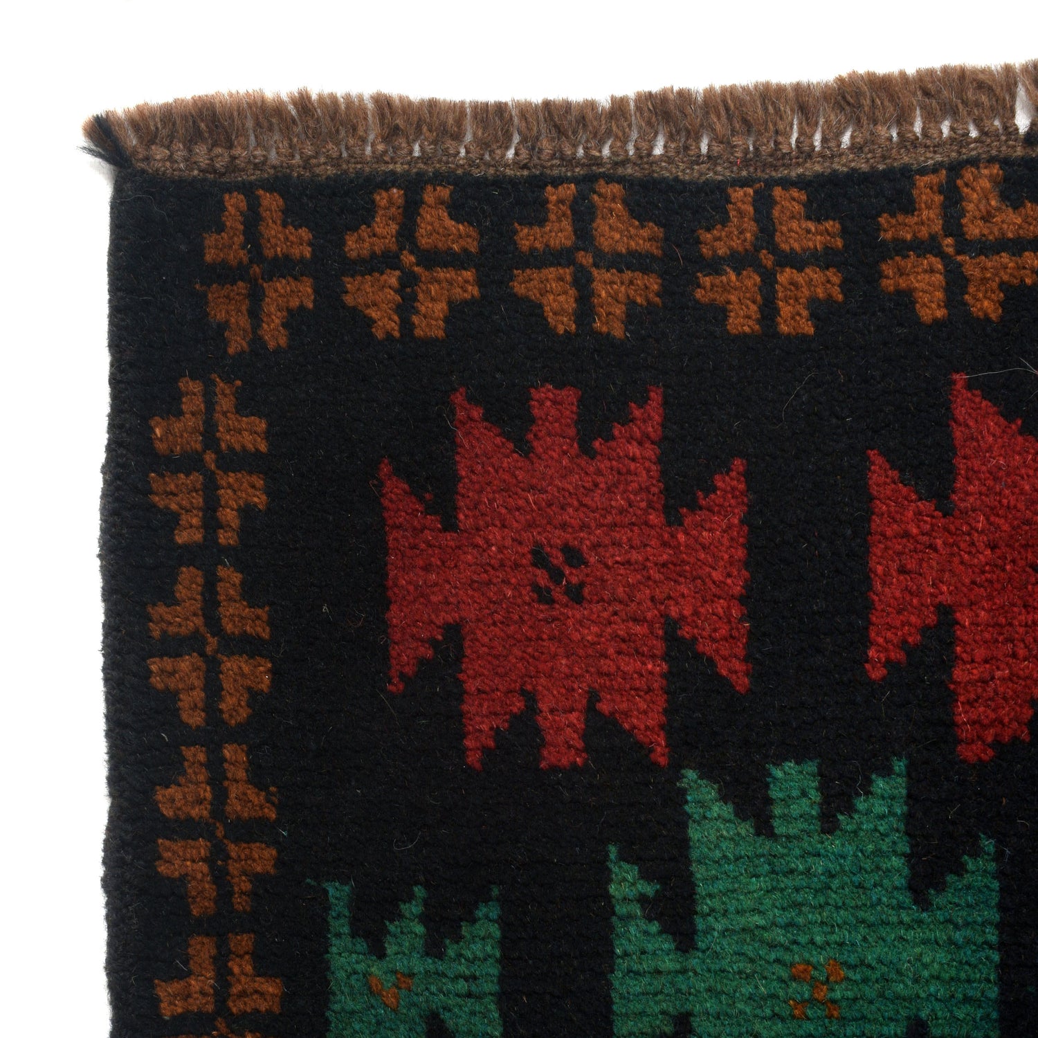Baluchi Rug Handmade Black Floral 4x6 ft
