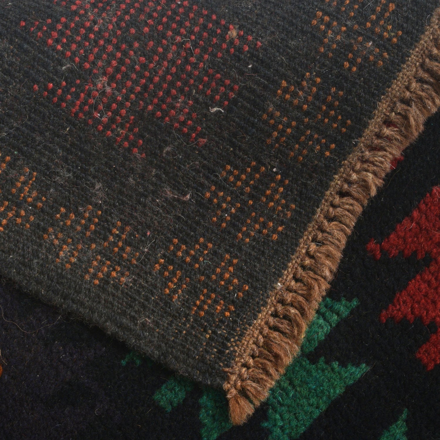 Baluchi Rug Handmade Black Floral 4x6 ft