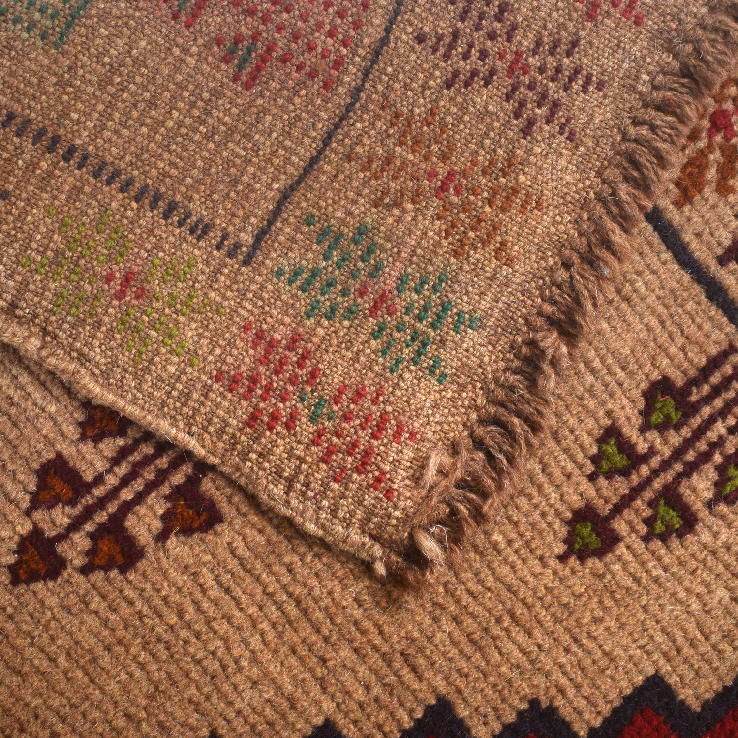 Baluchi Rug Handmade Tan Geometric 4x6 ft