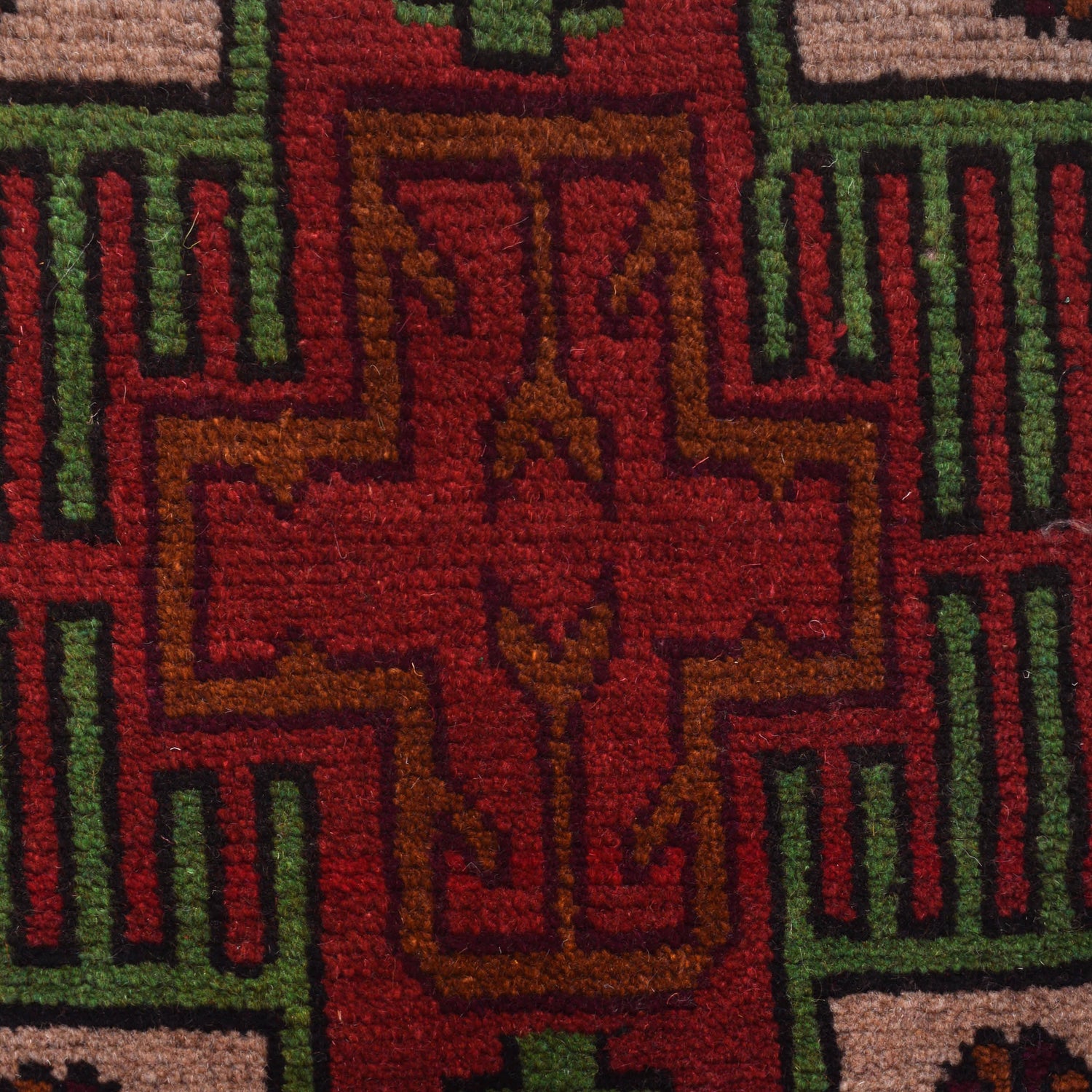 Baluchi Rug Handmade Tan Geometric 4x6 ft