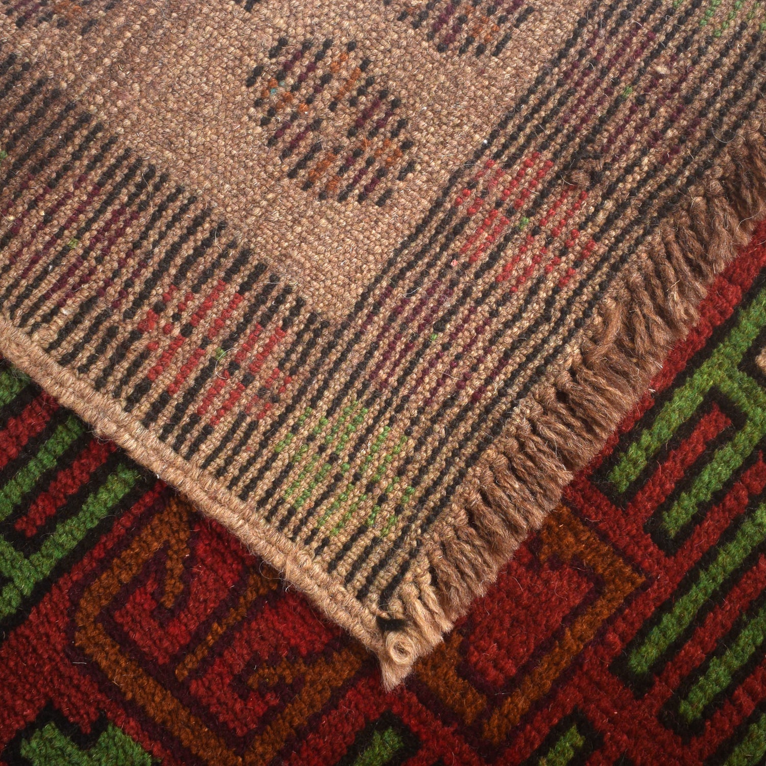 Baluchi Rug Handmade Tan Geometric 4x6 ft
