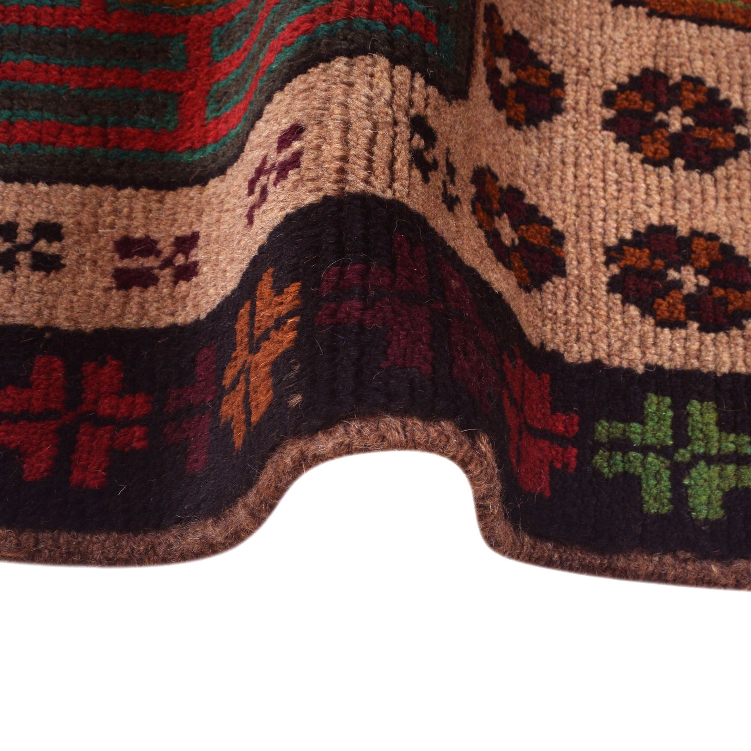 Baluchi Rug Handmade Tan Geometric 4x6 ft
