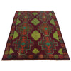 Baluchi Rug Handmade Dark Purple Geometric 4x6 ft