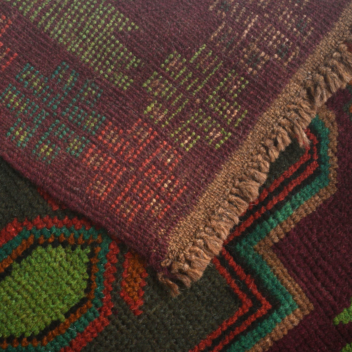 Baluchi Rug Handmade Dark Purple Geometric 4x6 ft
