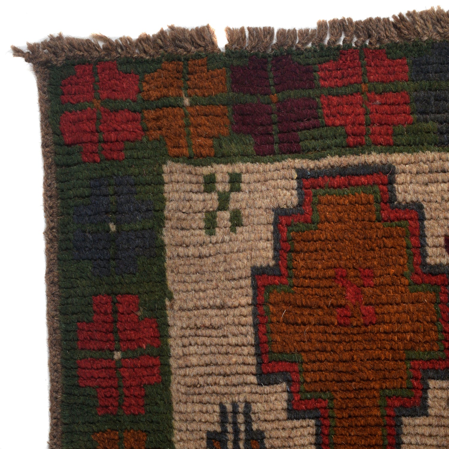 Baluchi Rug Handmade Tan Geometric 4x6 ft