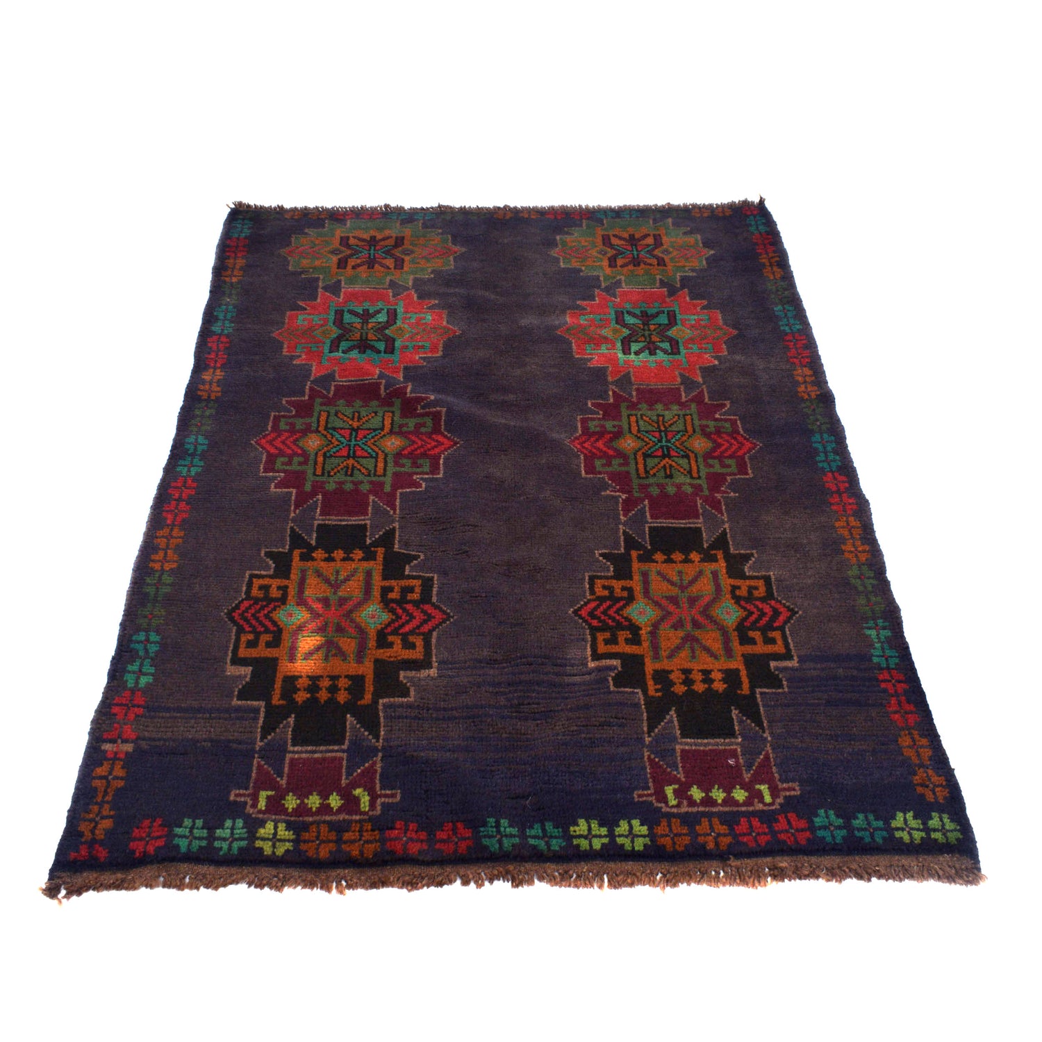 Baluchi Rug Handmade Multi Geometric 4x6 ft