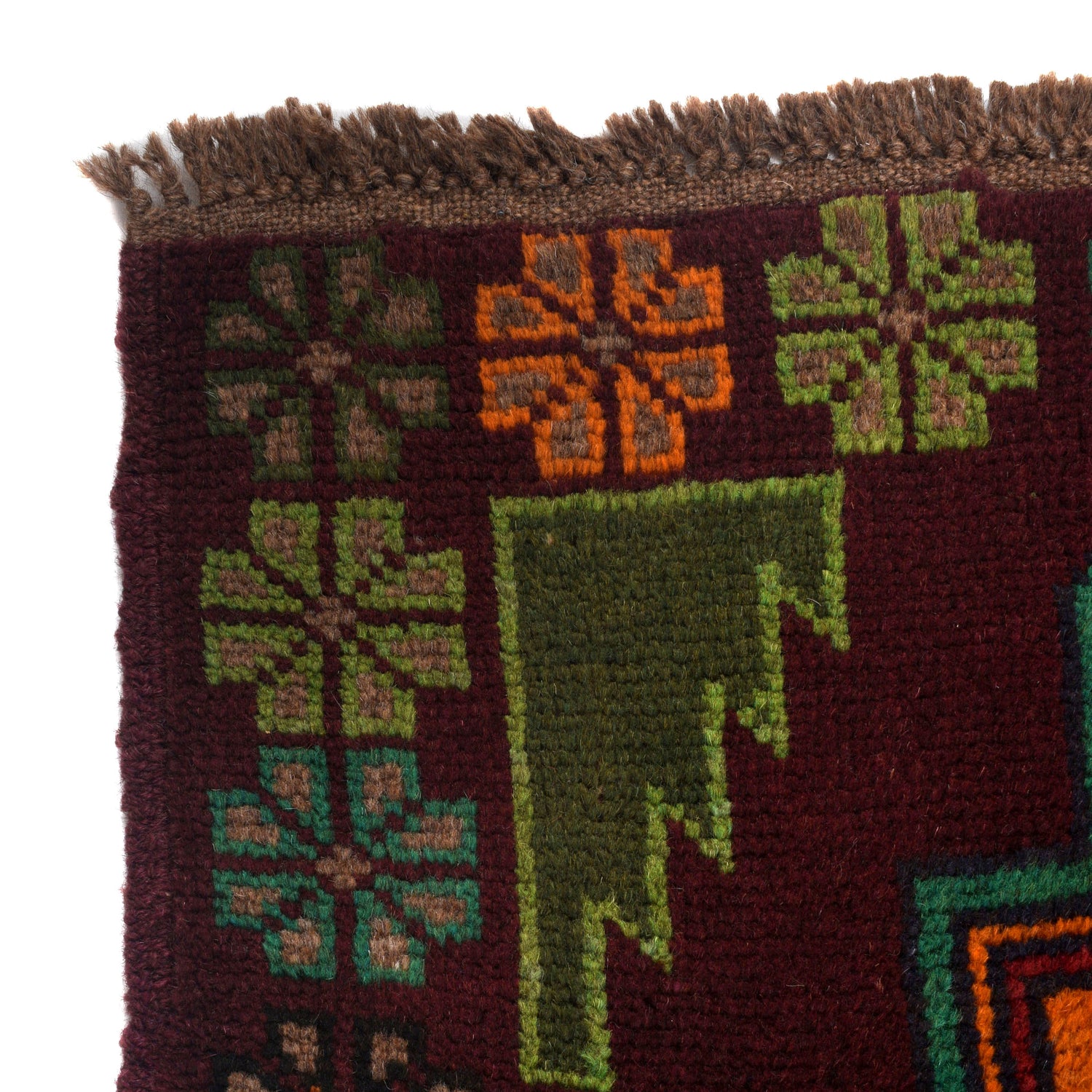Baluchi Rug Handmade Dark Purple Geometric 4x6 ft