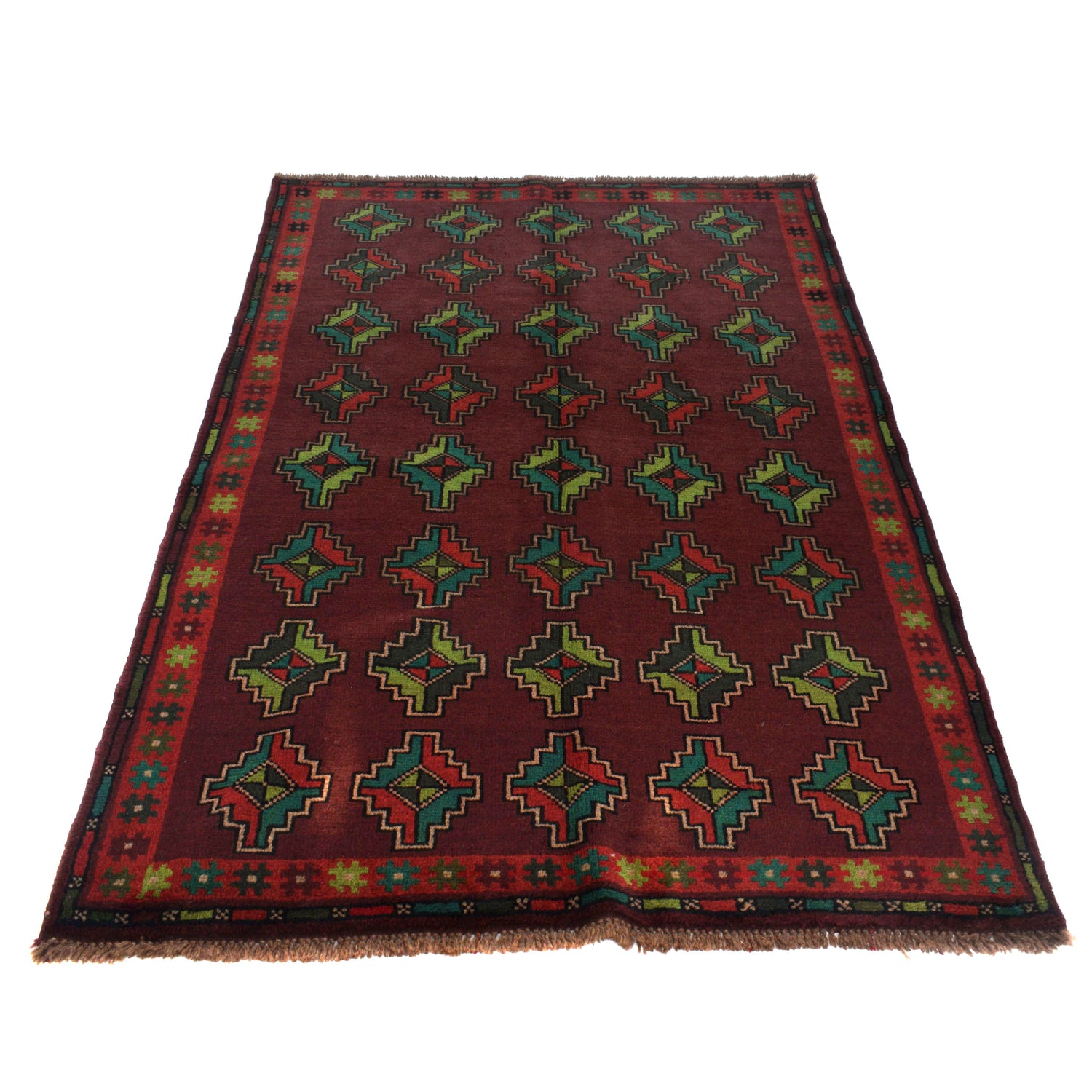 Baluchi Rug Handmade Dark Purple Floral 4x6 ft