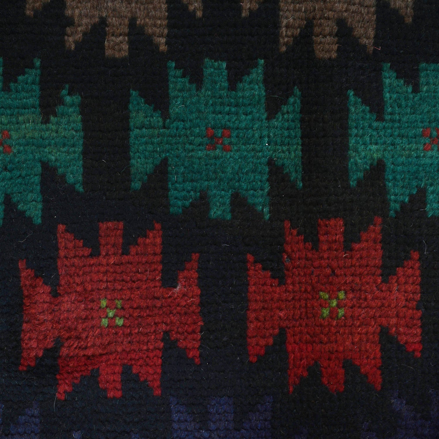 Baluchi Rug Handmade Black Floral 4x6 ft