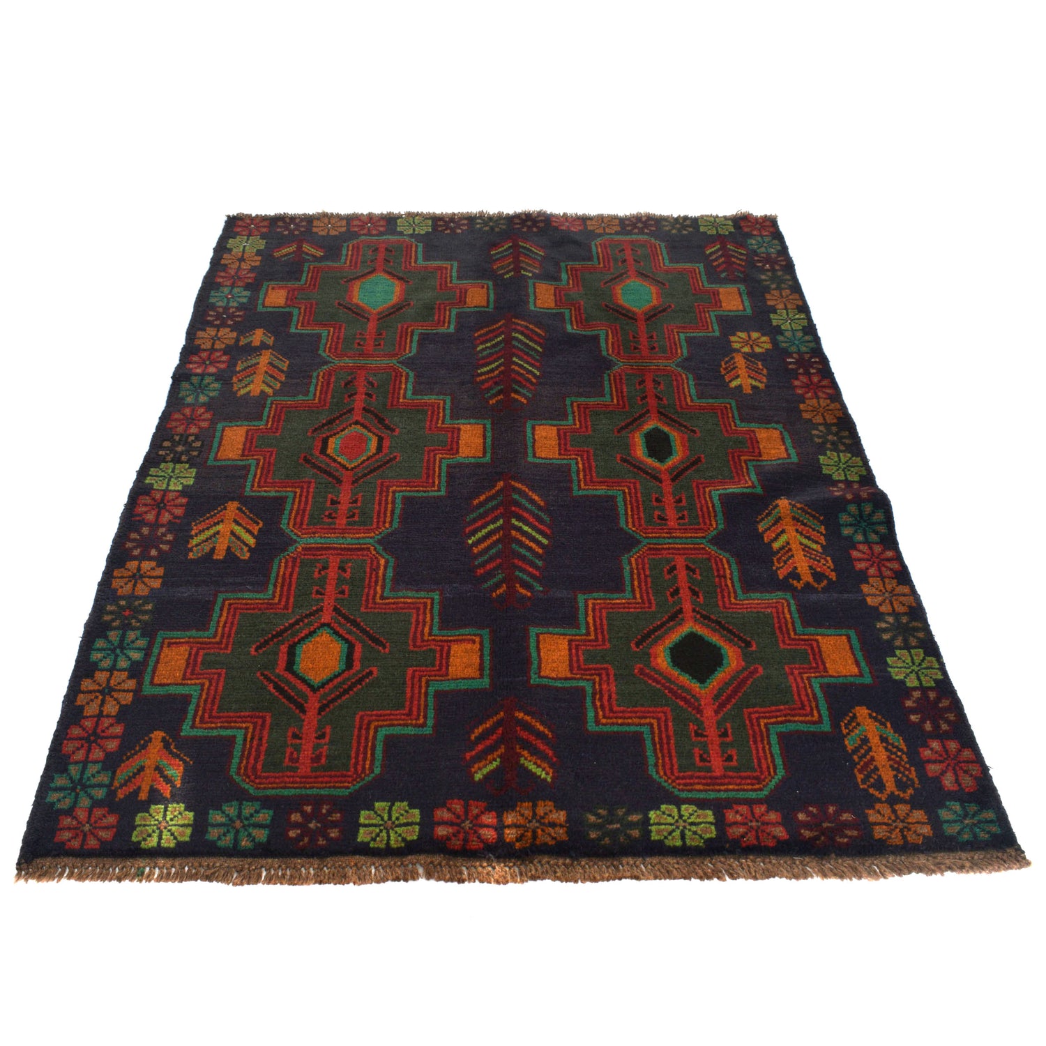 Baluchi Rug Handmade Multi Floral 4x6 ft
