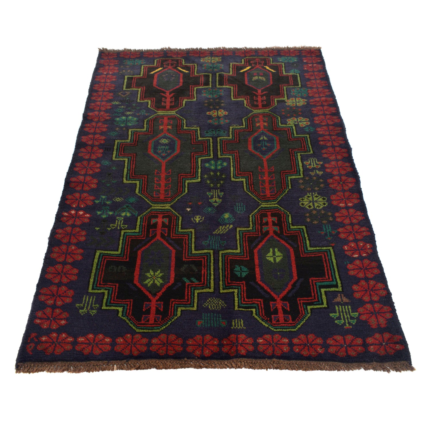 Baluchi Rug Handmade Multi Floral 4x6 ft