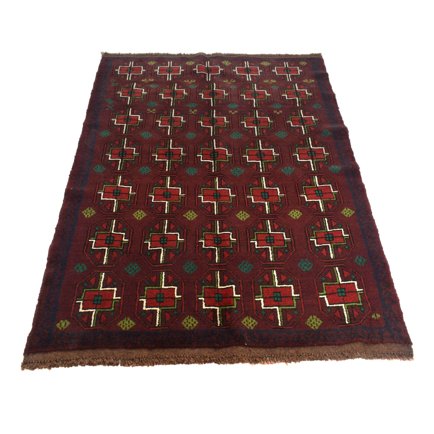 Baluchi Rug Handmade Dark Purple Floral 4x6 ft