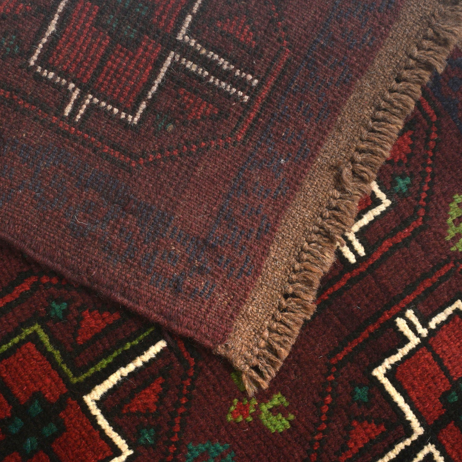 Baluchi Rug Handmade Dark Purple Floral 4x6 ft