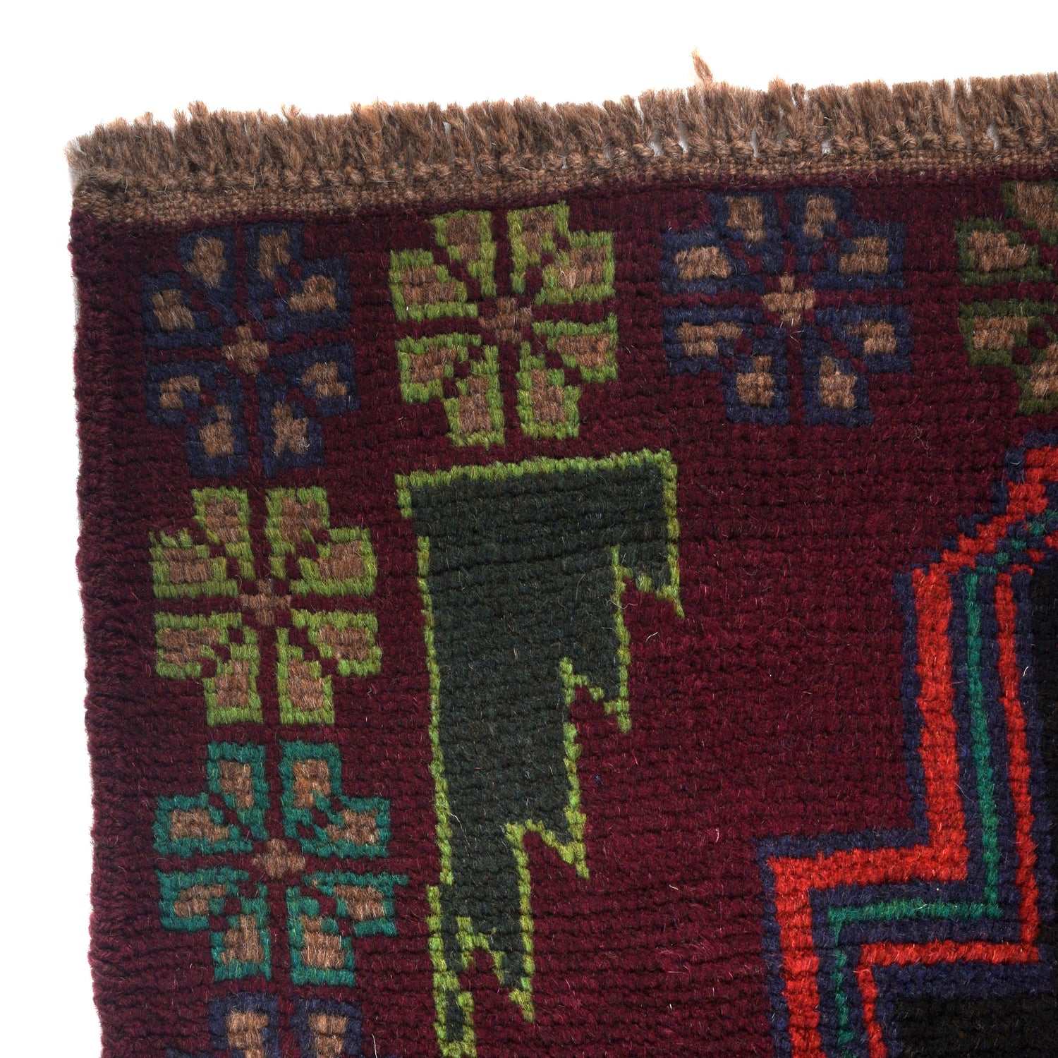 Baluchi Rug Handmade Dark Purple Floral 4x6 ft