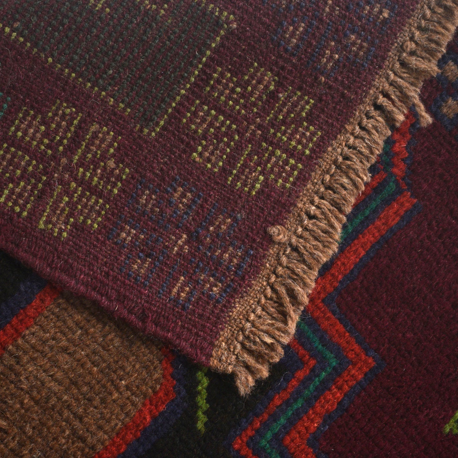 Baluchi Rug Handmade Dark Purple Floral 4x6 ft