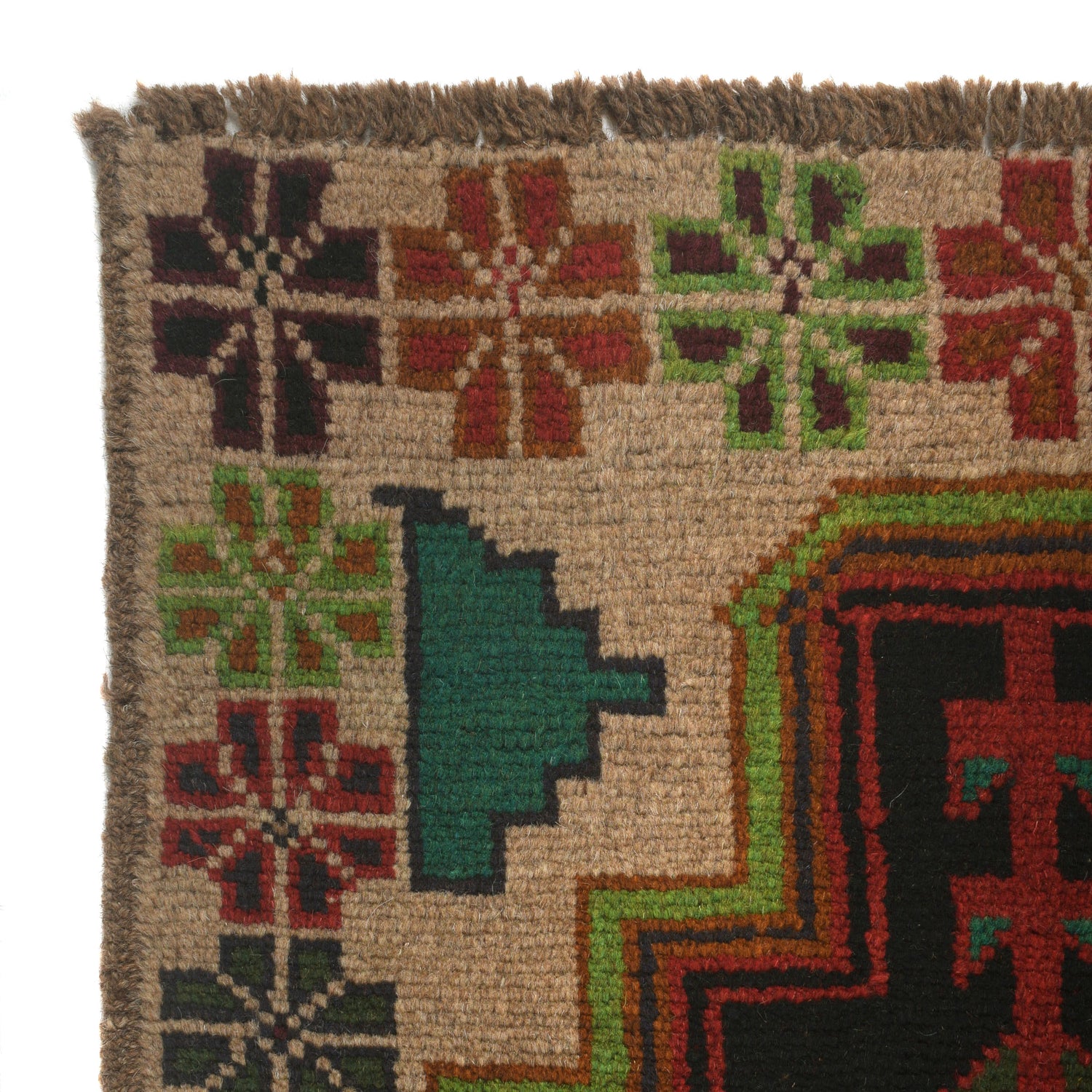 Baluchi Rug Handmade Tan Floral 4x6 ft