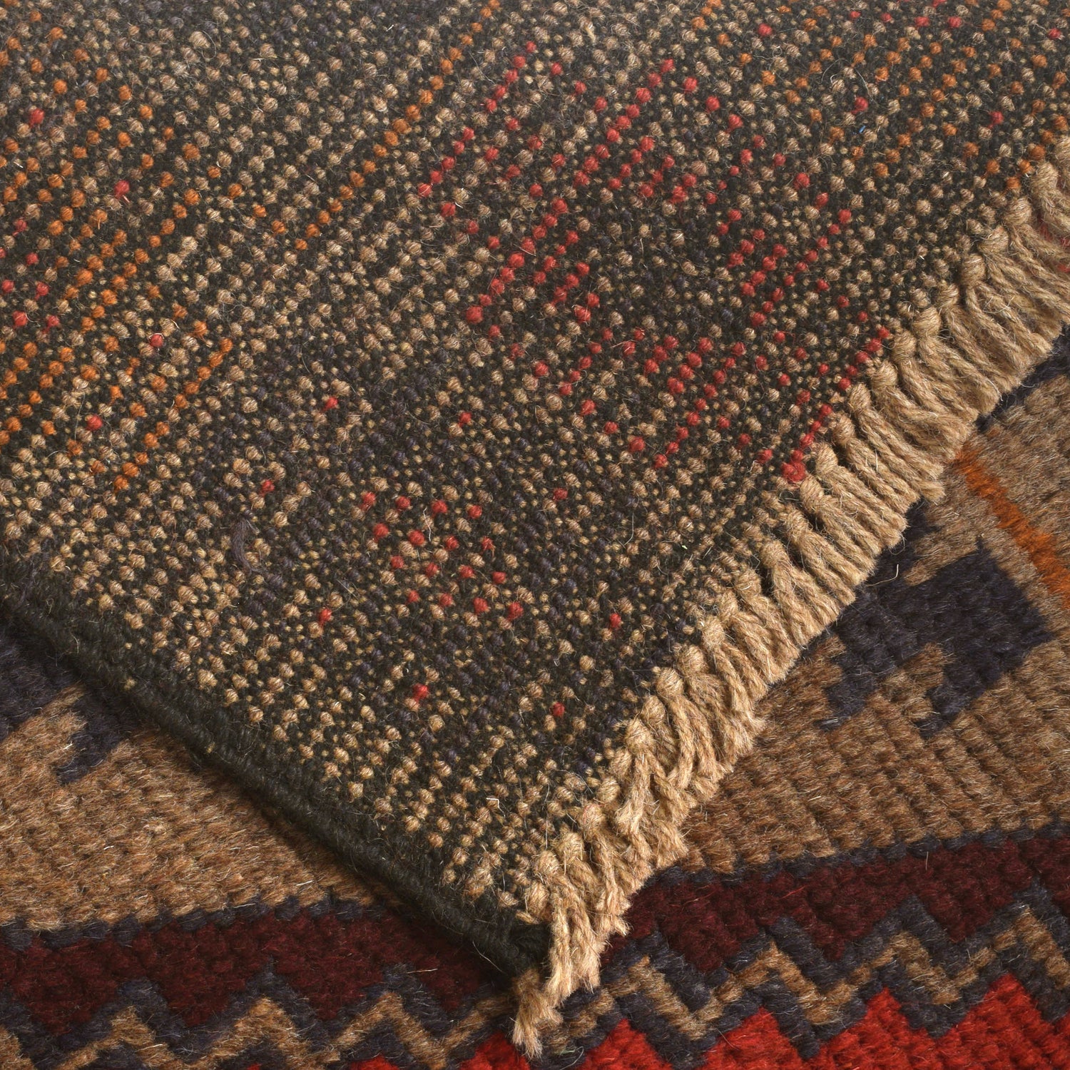 Baluchi Rug Handmade Tan Geometric 4x6 ft