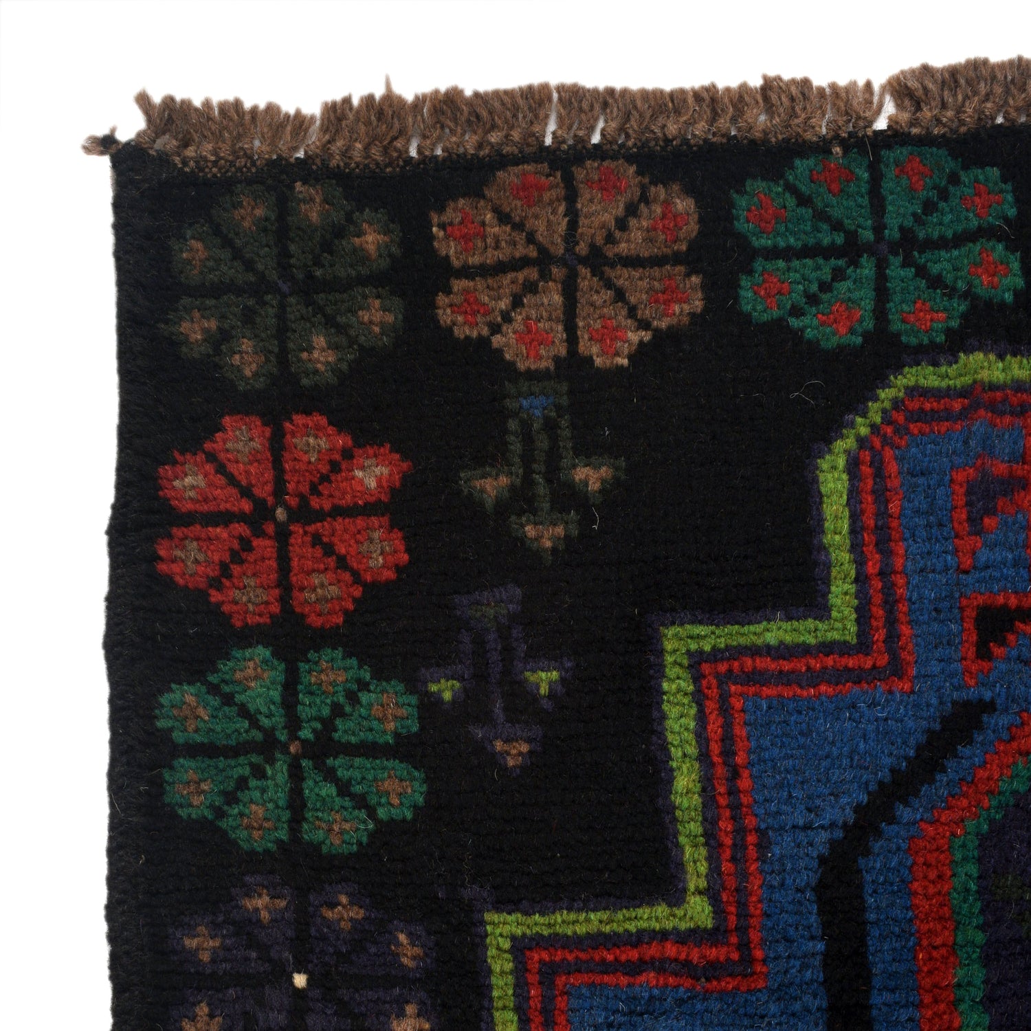 Baluchi Rug Handmade Black Geometric 4x6 ft